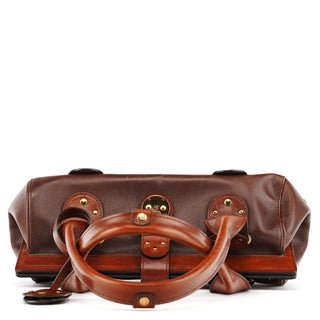 Chloe Brown Leather Clutch Bowling Bag
