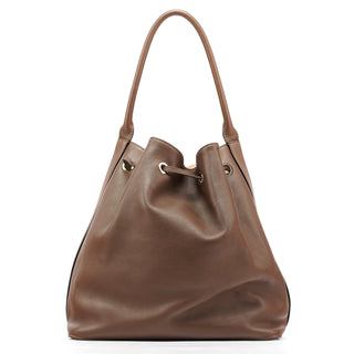 Chloe Brown Leather Drawstring Bucket Bag