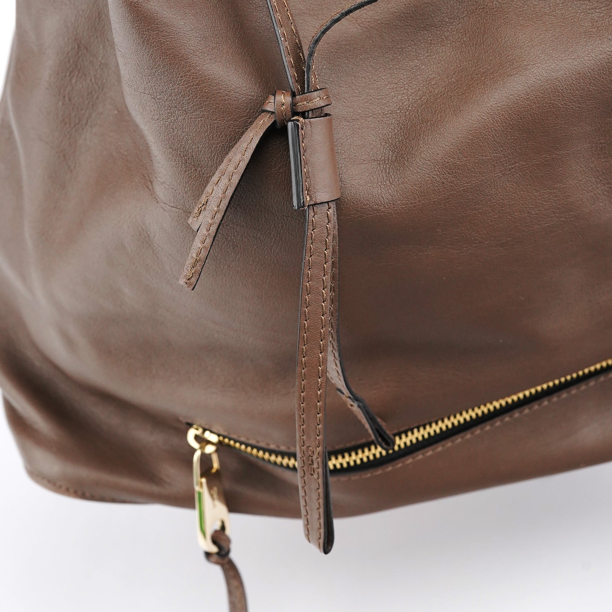 Chloe Brown Leather Drawstring Bucket Bag