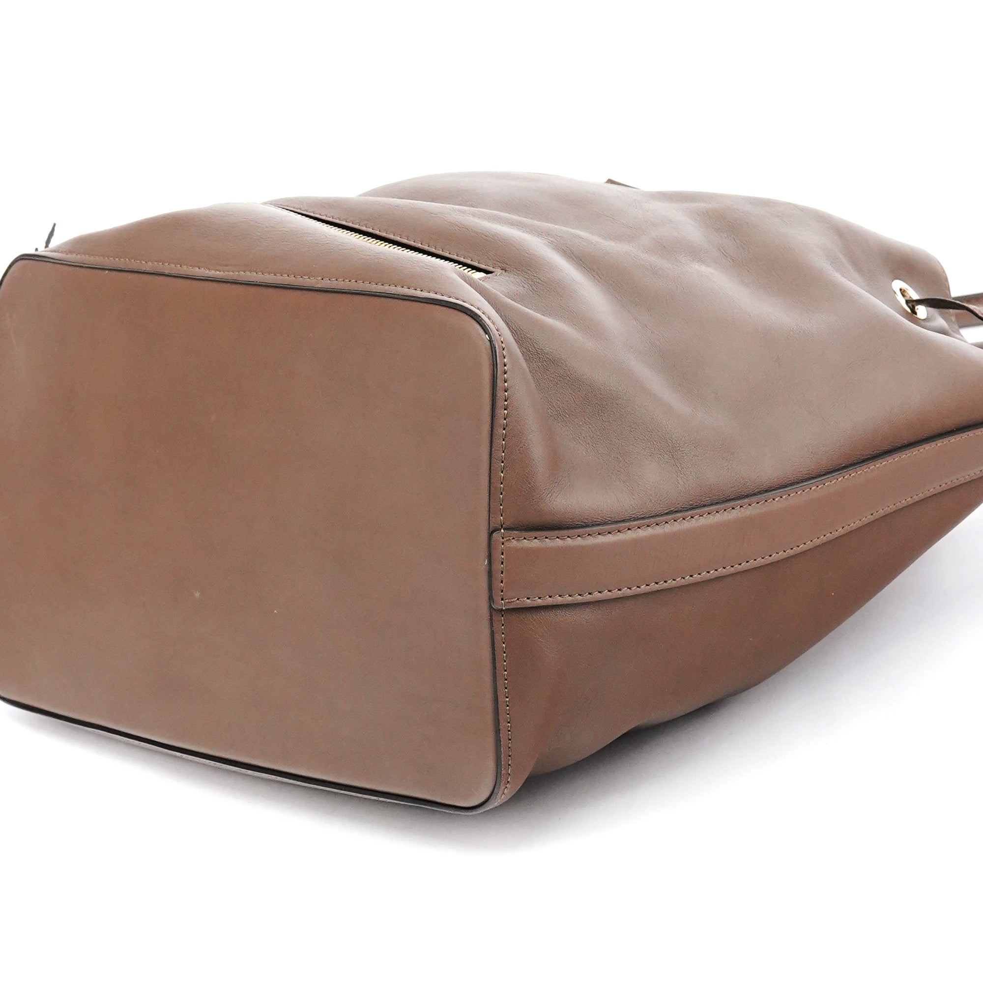 Chloe Brown Leather Drawstring Bucket Bag