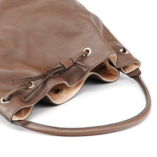 Chloe Brown Leather Drawstring Bucket Bag