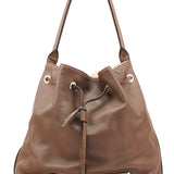 Chloe Brown Leather Drawstring Bucket Bag