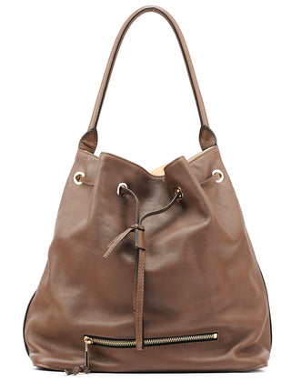 Chloe Brown Leather Drawstring Bucket Bag