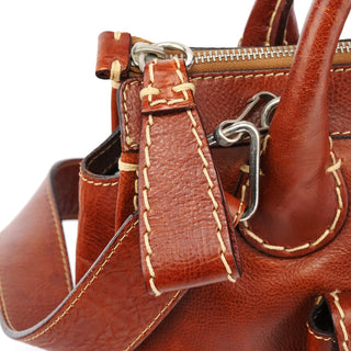 Chloe Brown Leather Edith 2-Way Tote Bag