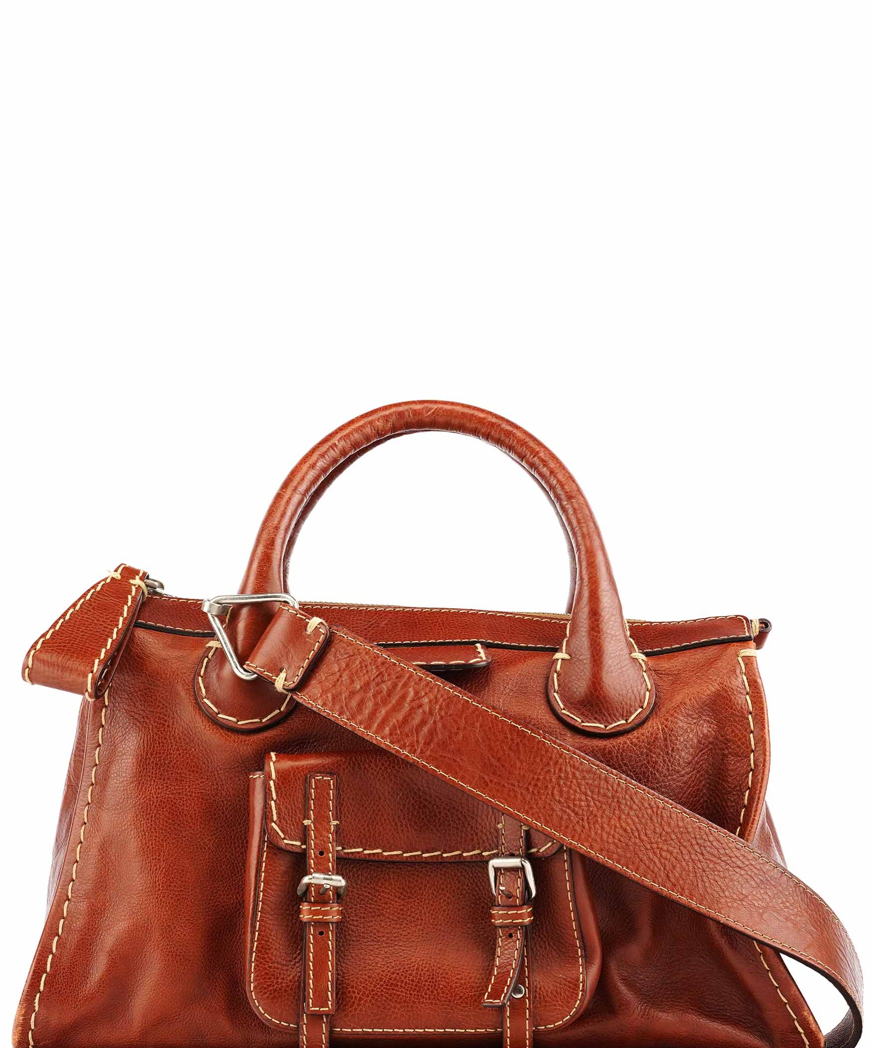 Chloe Brown Leather Edith 2-Way Tote Bag