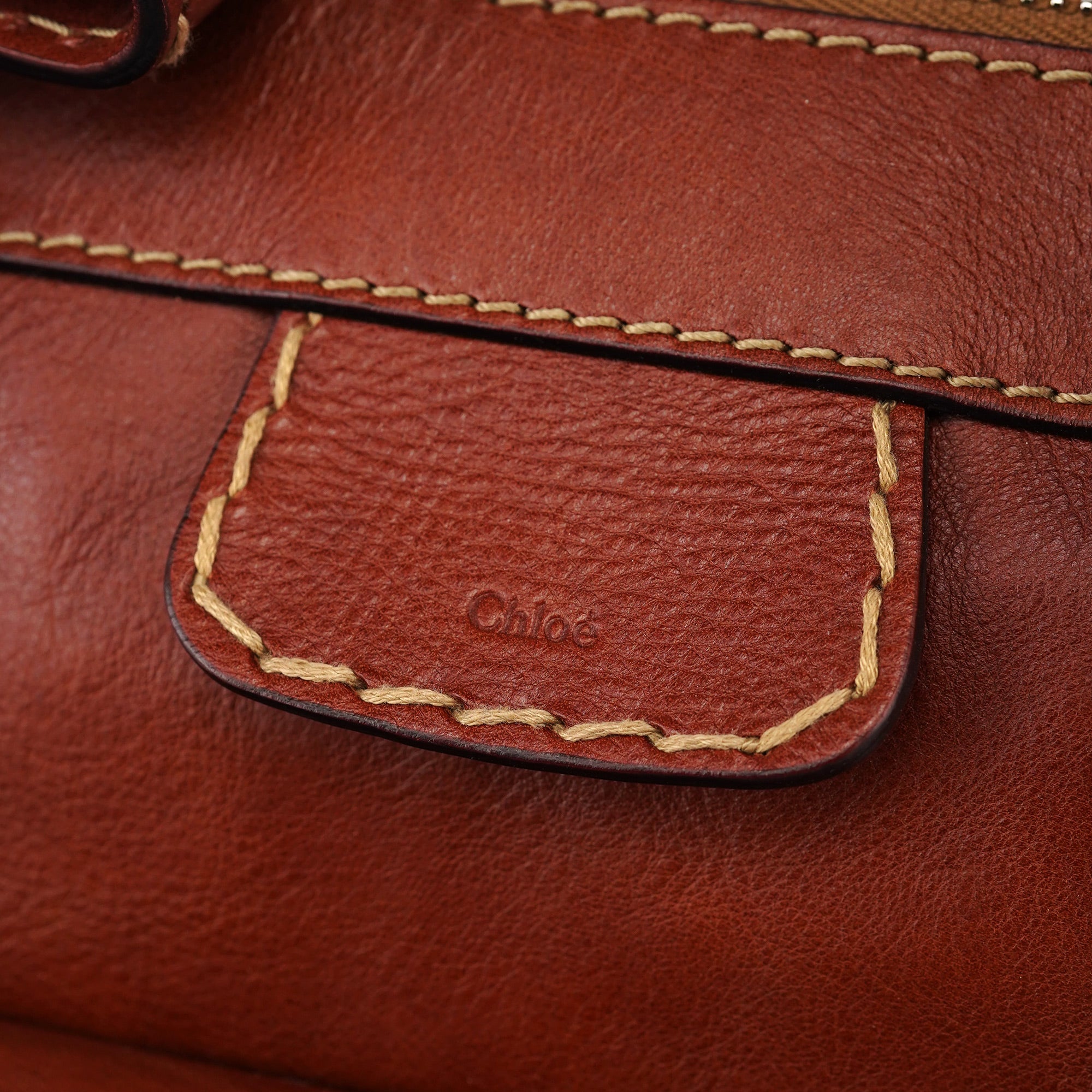 Chloé Sac cabas Edith en cuir marron