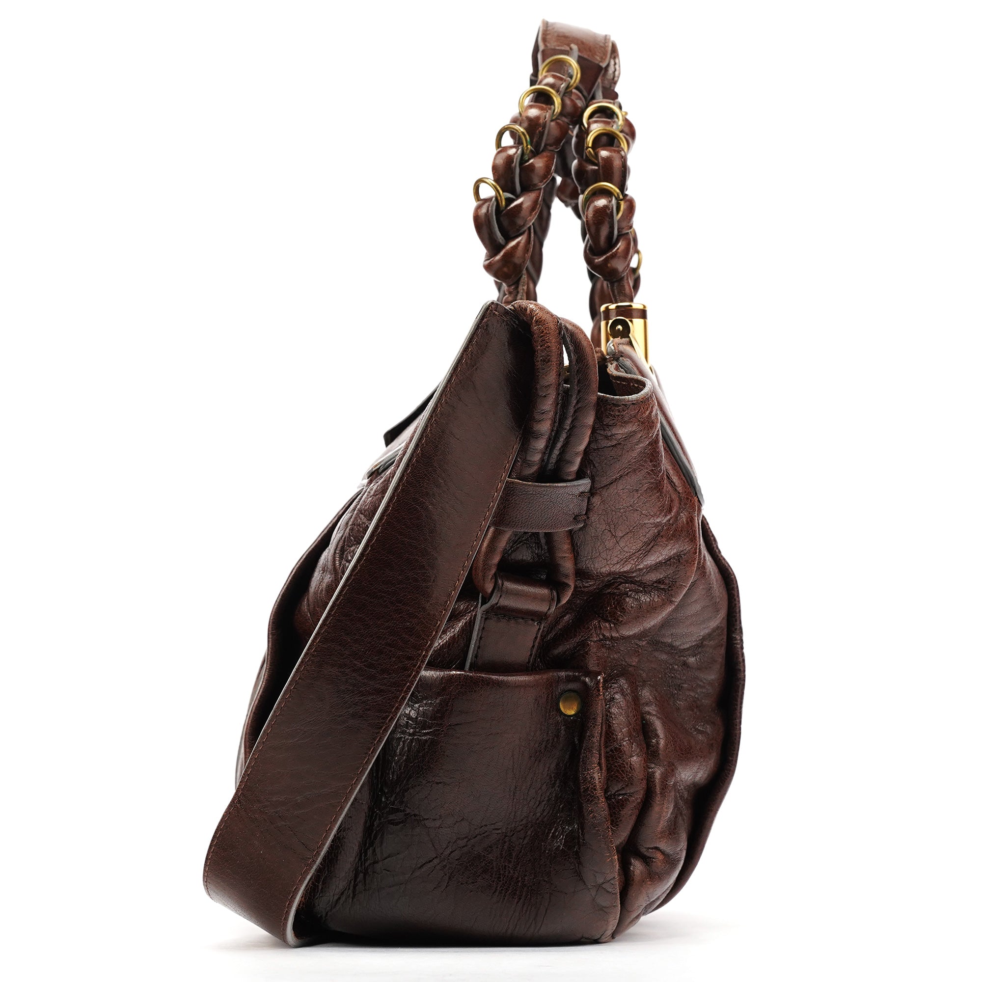 Chloé Sac deux portés Heloise en cuir marron
