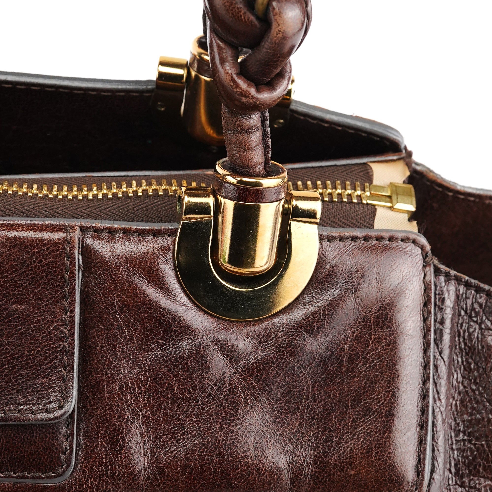 Chloé Sac deux portés Heloise en cuir marron