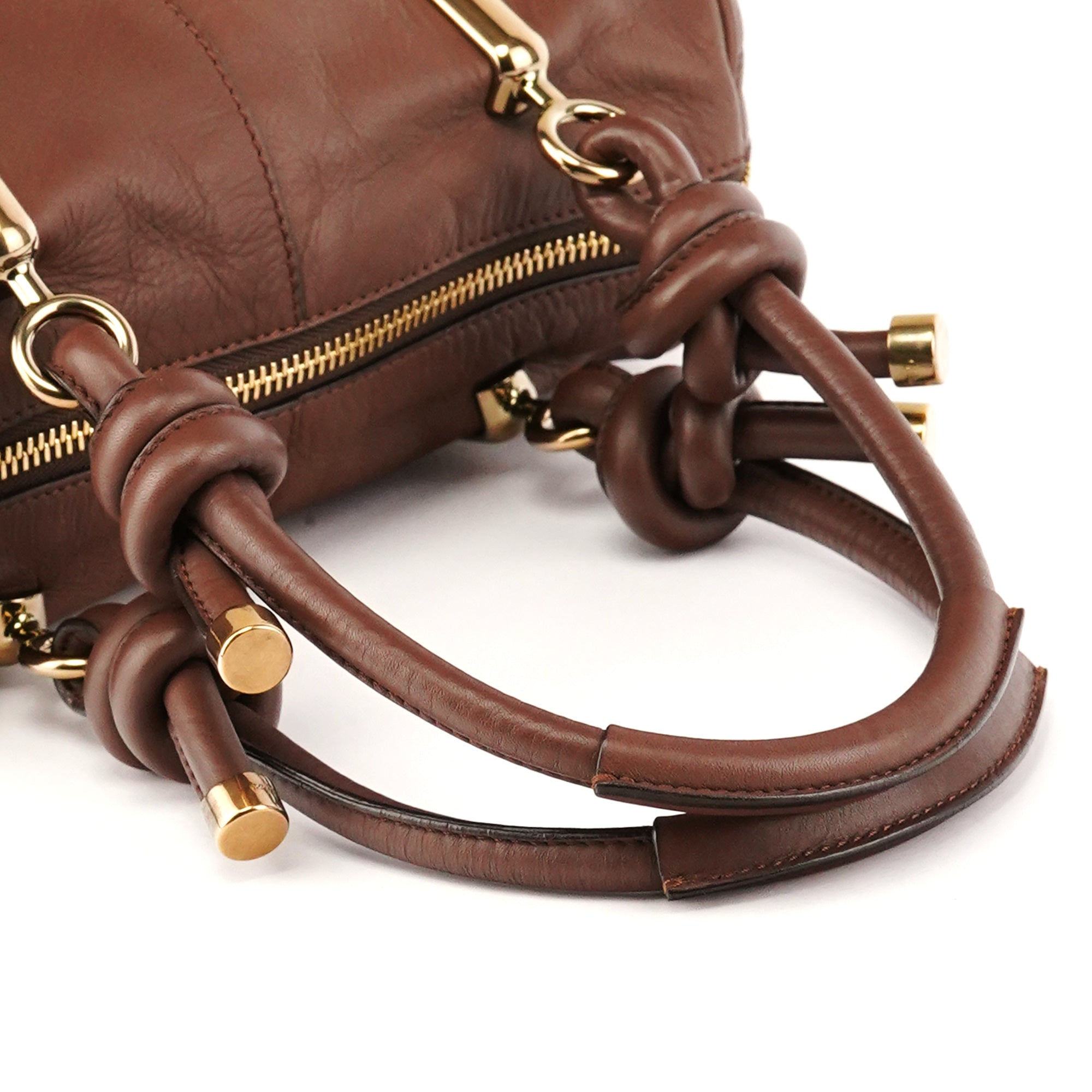 Chloé Shopper van bruin leer met geknoopte hengsels