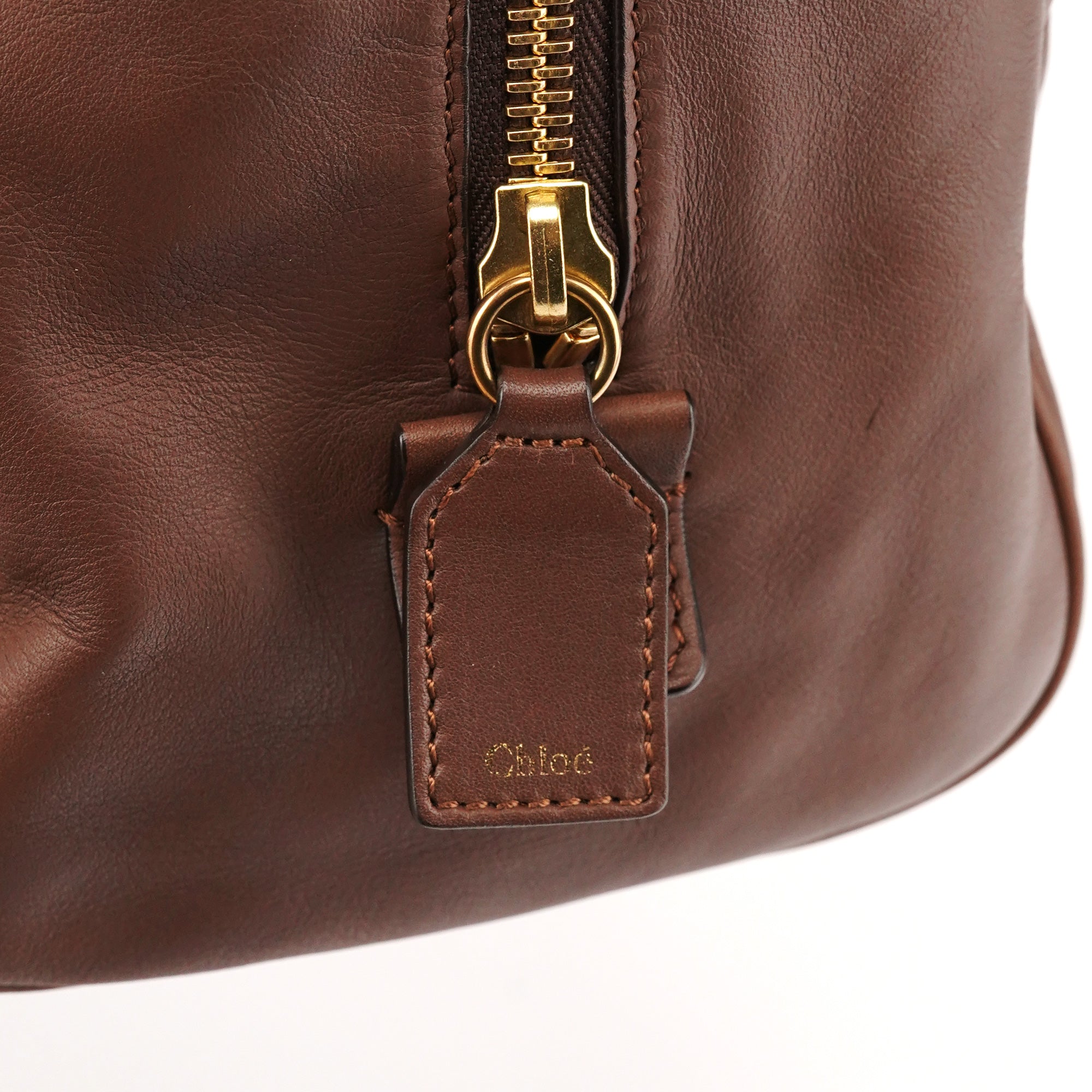 Chloé Shopper van bruin leer met geknoopte hengsels