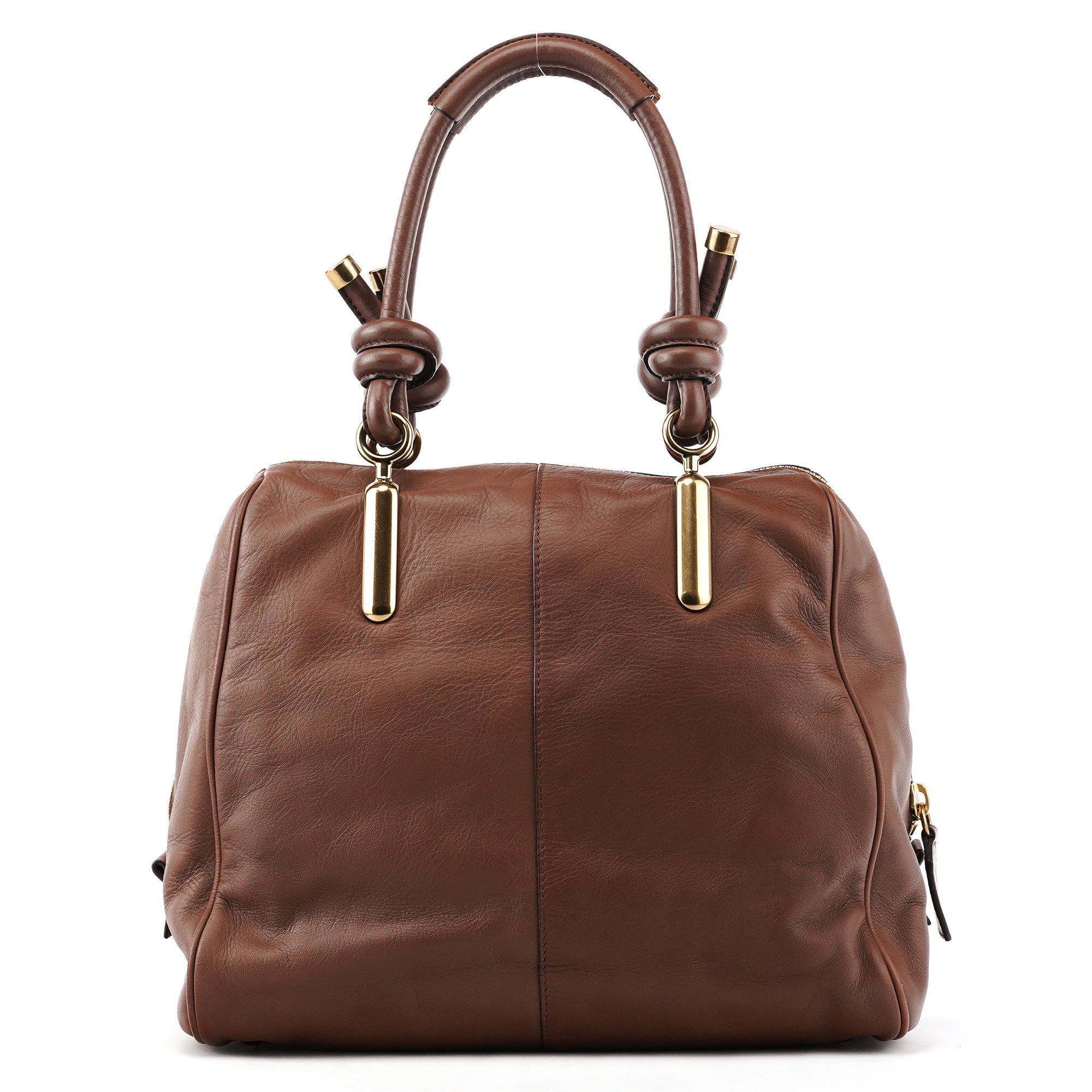 Chloé Shopper van bruin leer met geknoopte hengsels