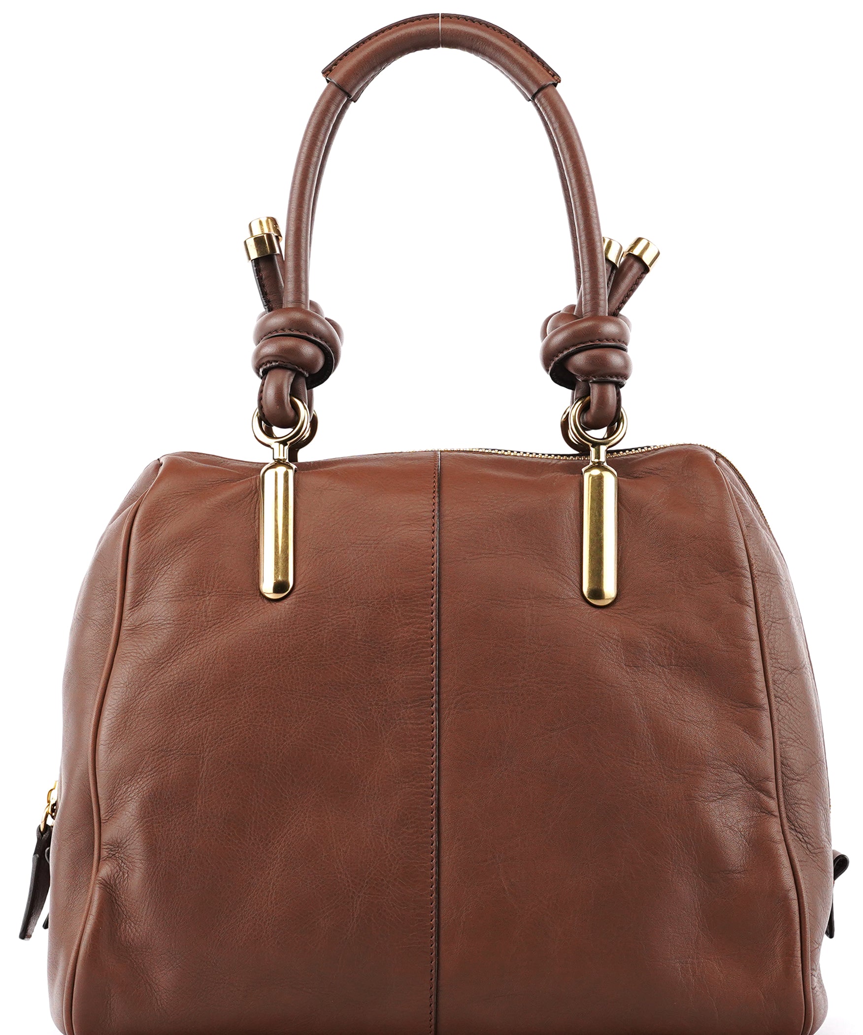 Chloé Bolso tote de piel marrón con asas de nudo