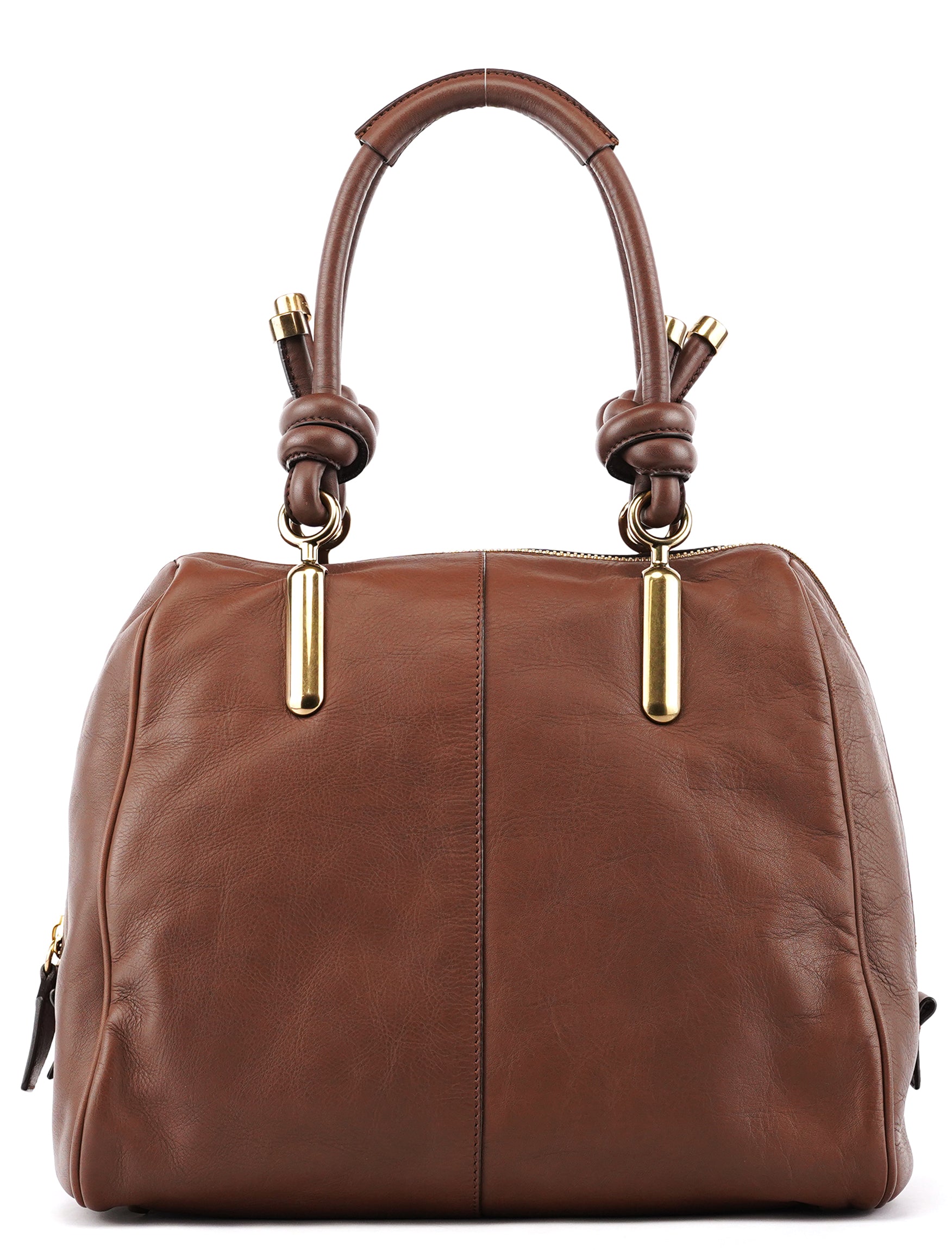 Chloé Shopper van bruin leer met geknoopte hengsels