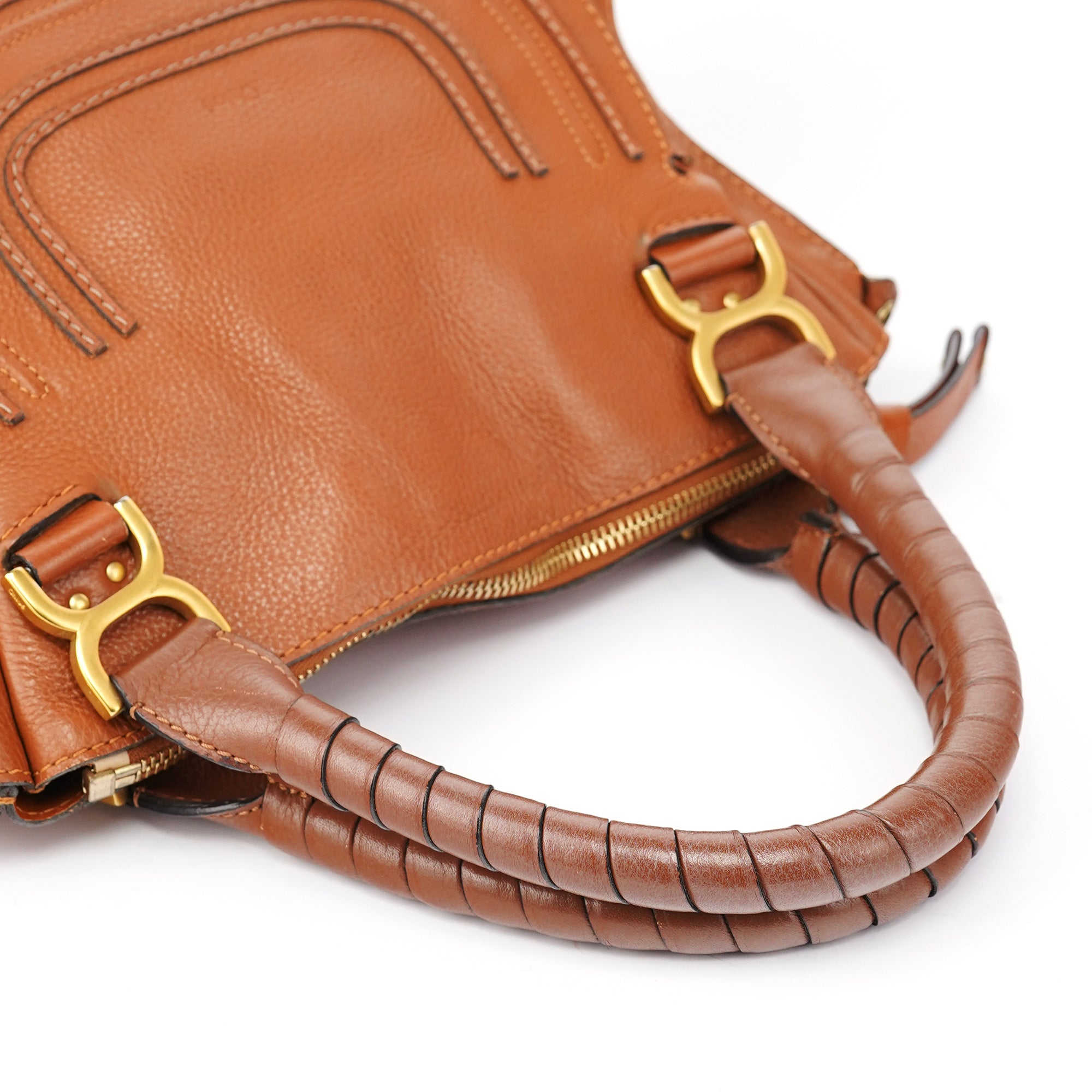 Chloé Sac deux portés Marcie en cuir marron