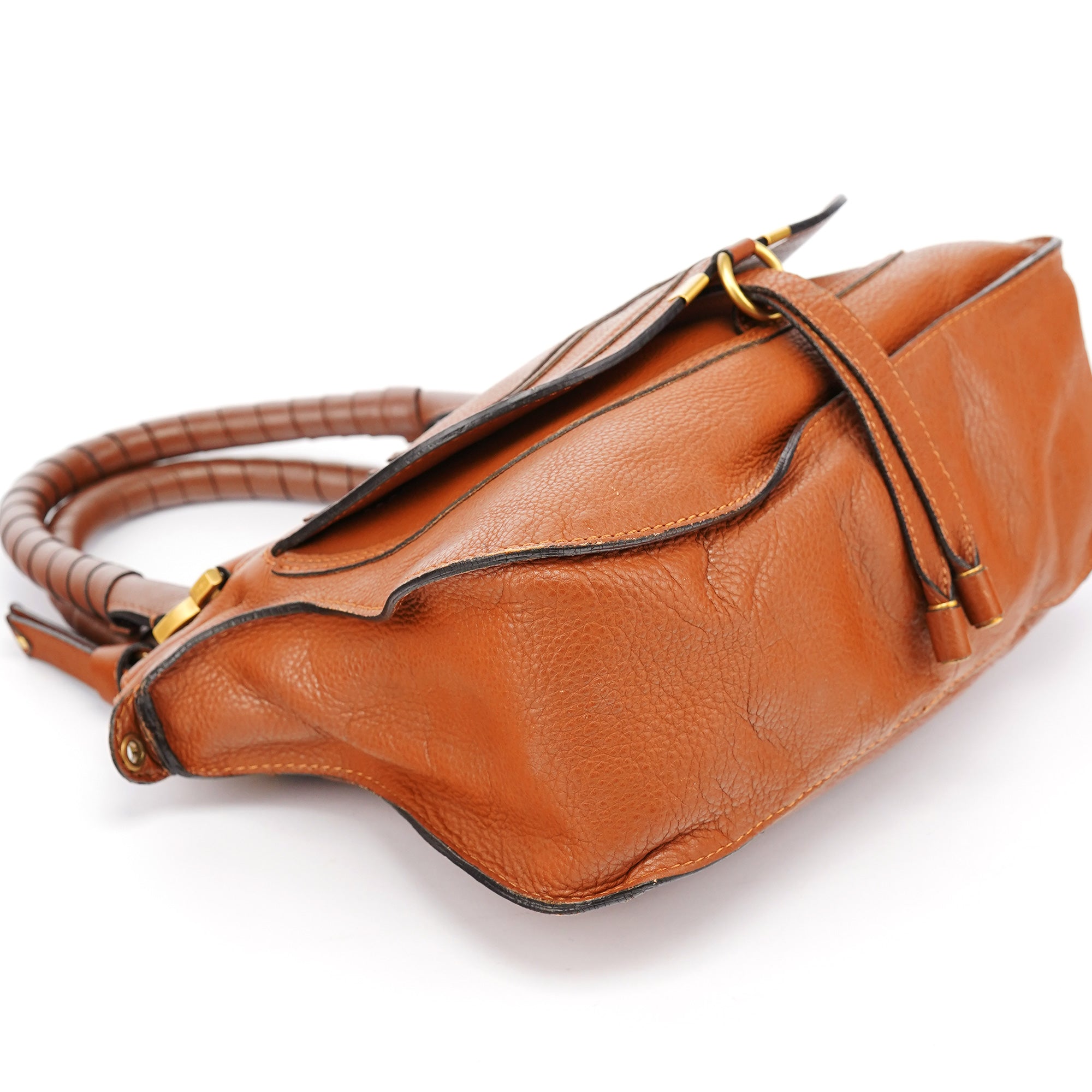 Chloé Sac deux portés Marcie en cuir marron