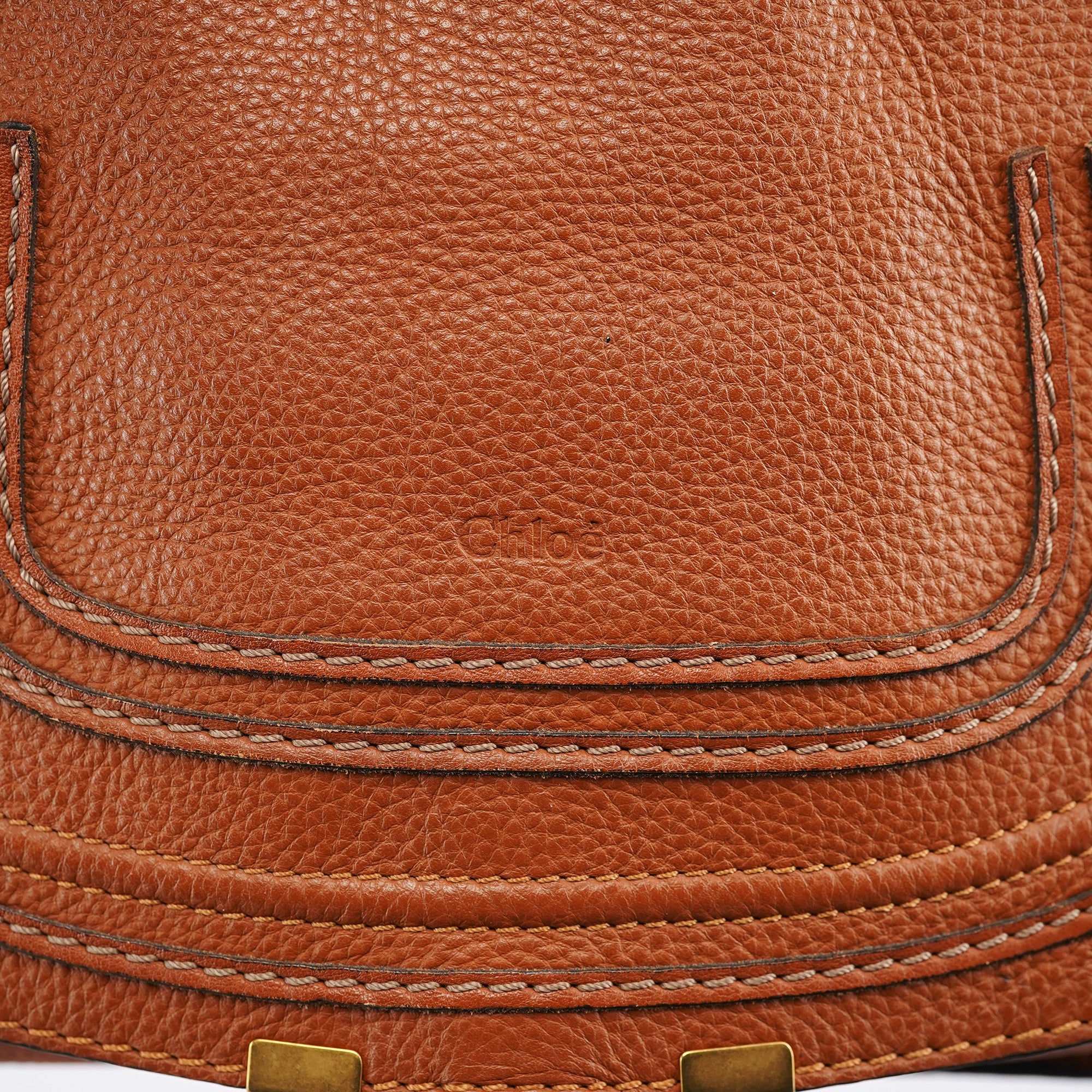 Chloé Sac deux portés Marcie en cuir marron