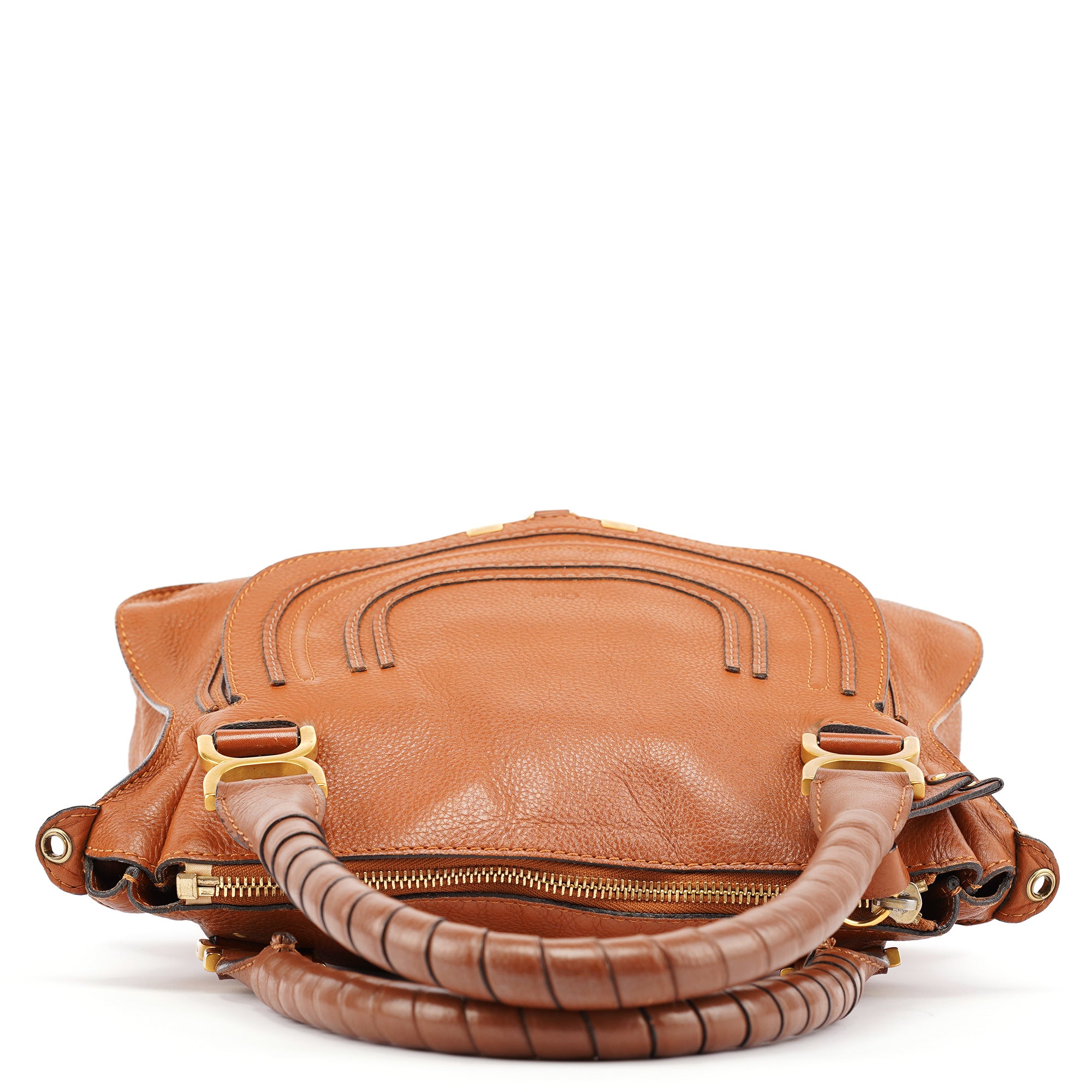Chloé Sac deux portés Marcie en cuir marron