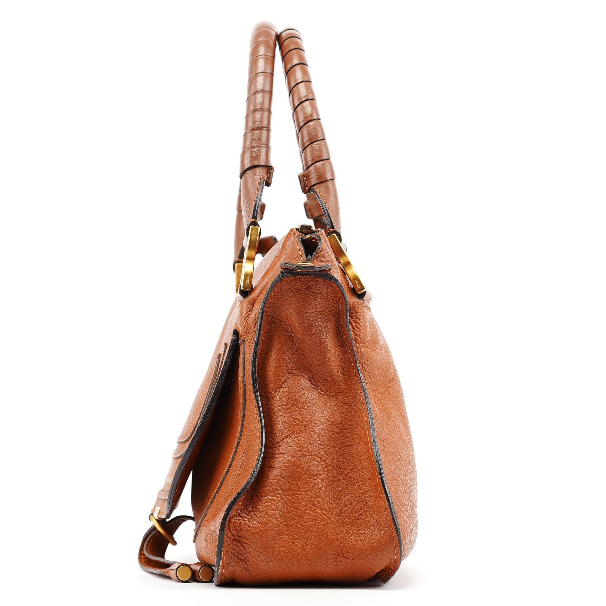 Chloé Sac deux portés Marcie en cuir marron