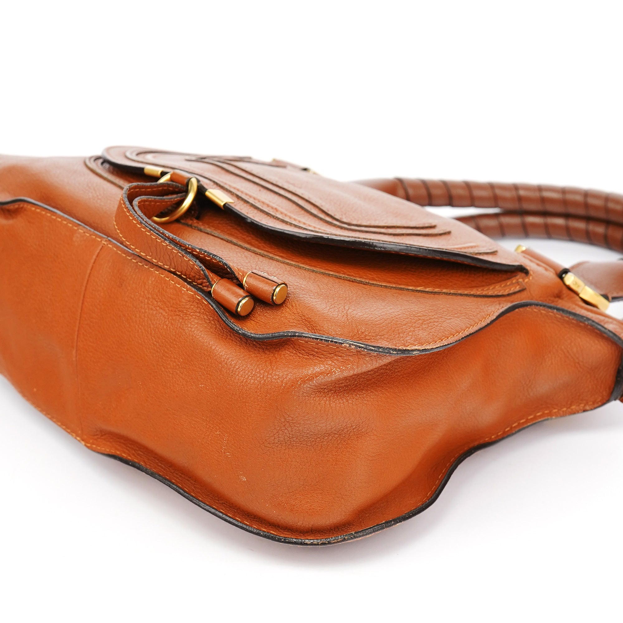 Chloé Sac deux portés Marcie en cuir marron