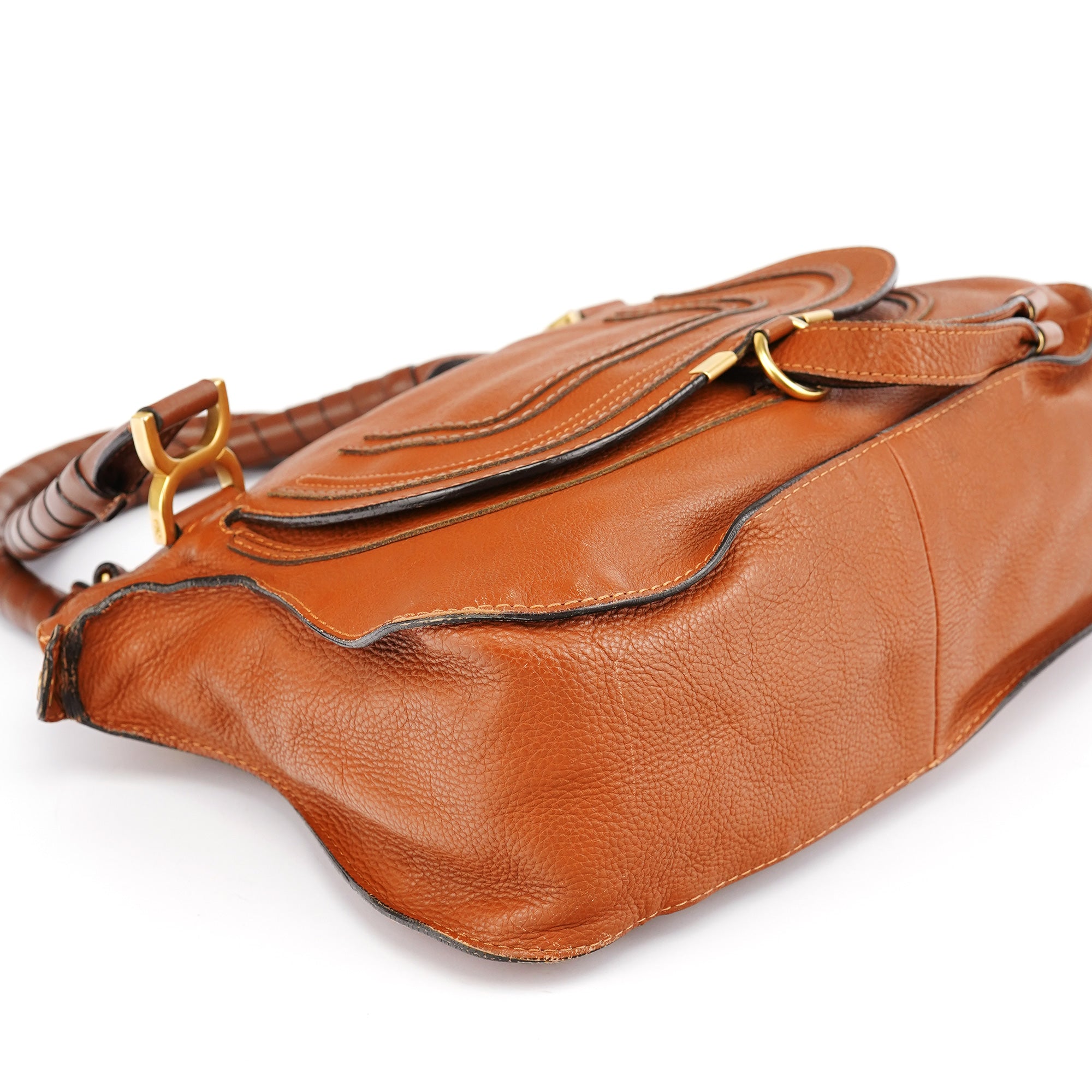 Chloé Sac deux portés Marcie en cuir marron
