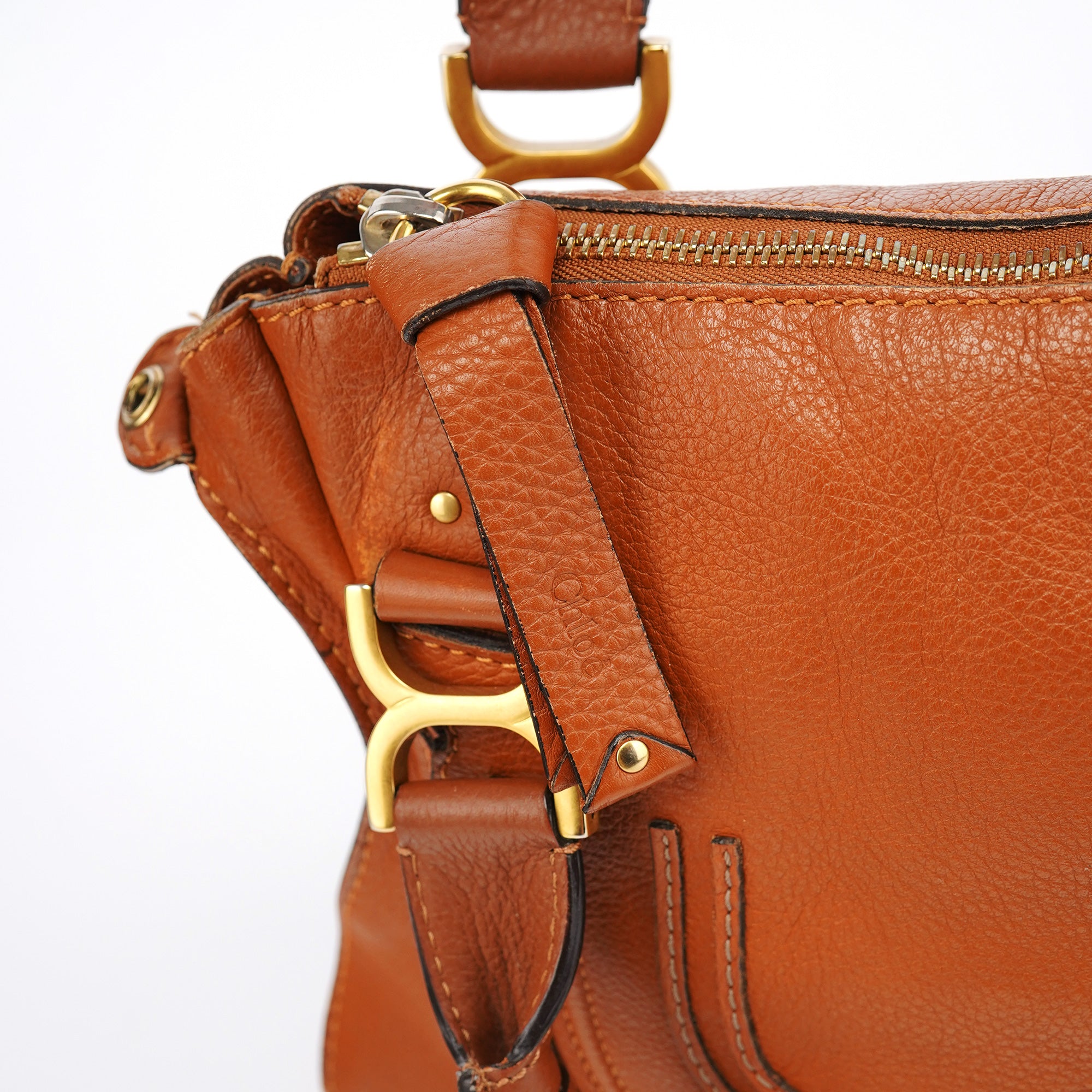 Chloé Sac deux portés Marcie en cuir marron