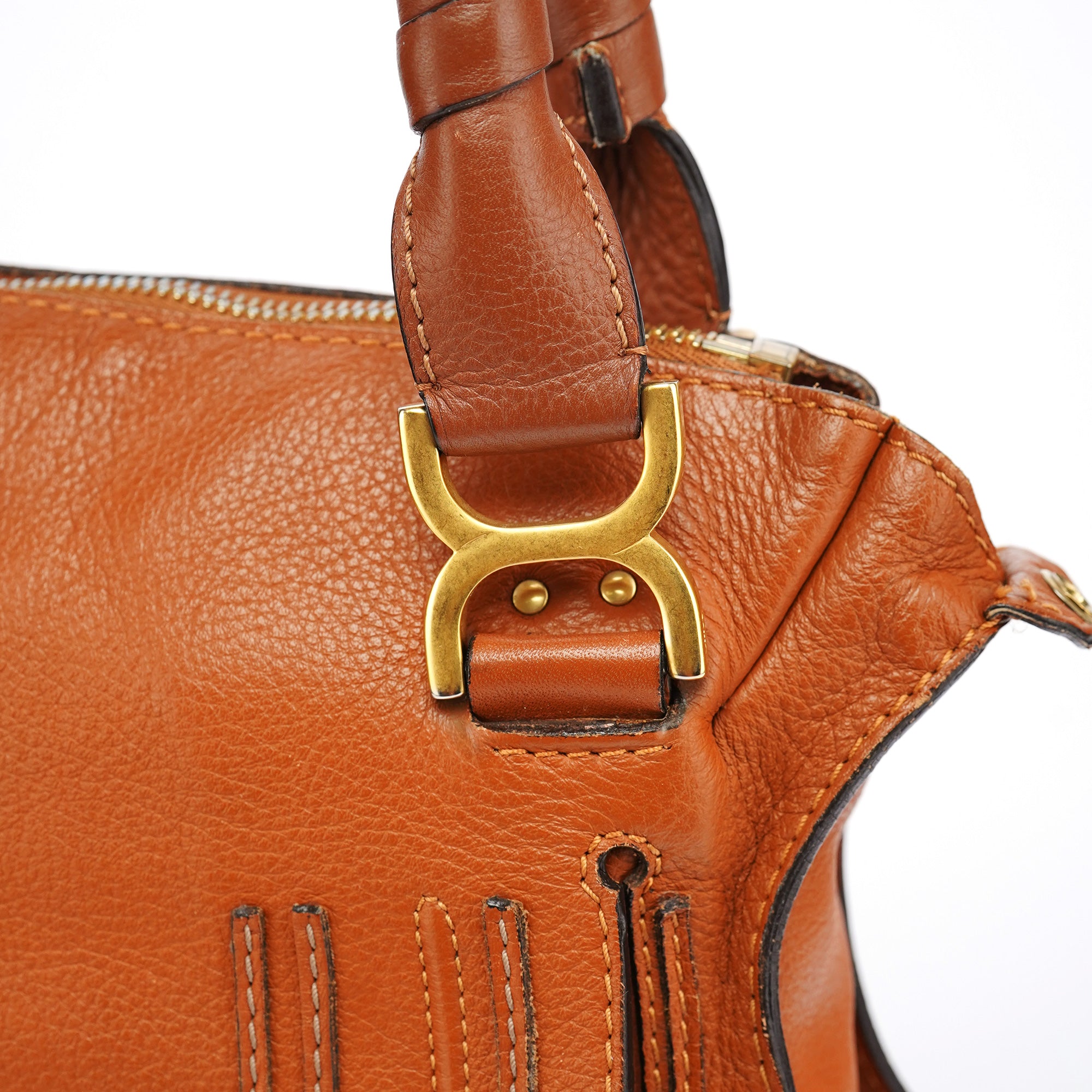 Chloé Sac deux portés Marcie en cuir marron