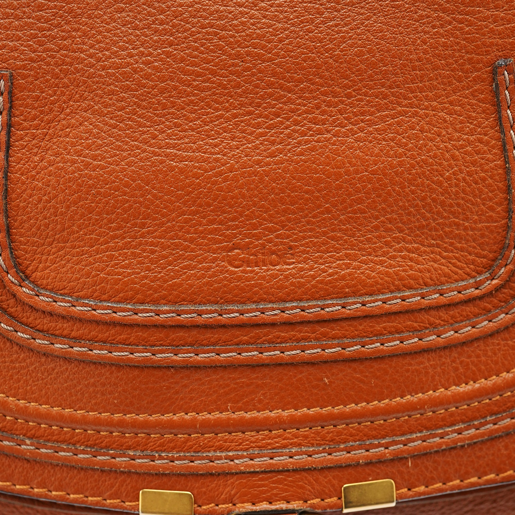 Chloé Sac deux portés Marcie en cuir marron