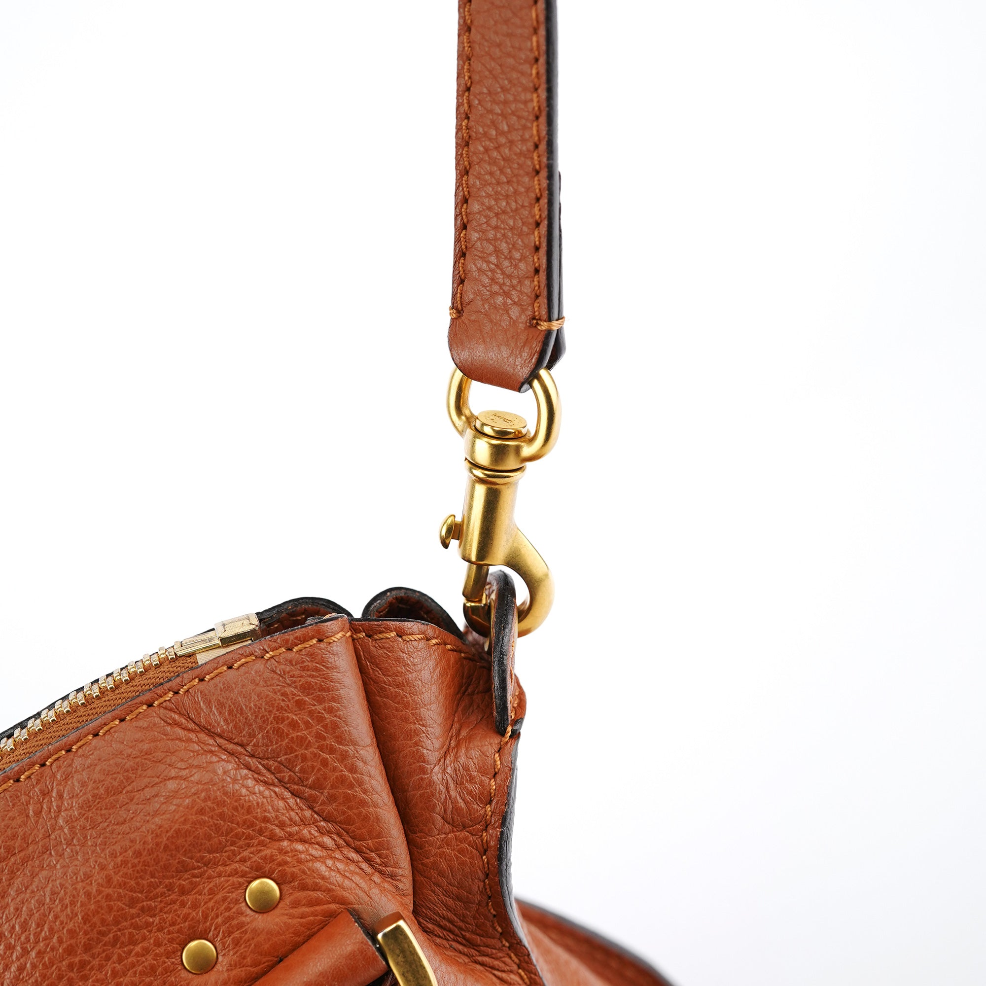 Chloé Sac deux portés Marcie en cuir marron
