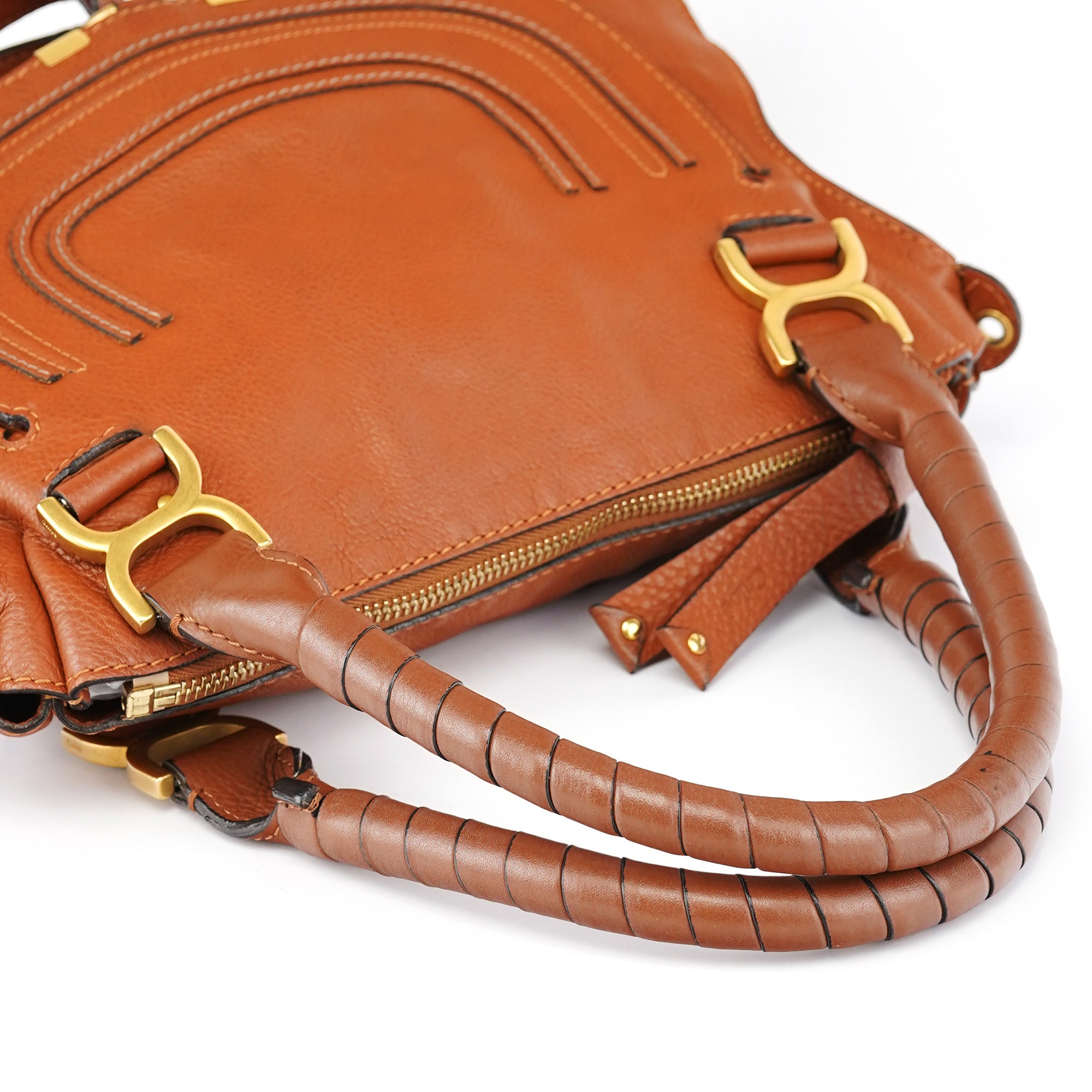 Chloé Sac deux portés Marcie en cuir marron