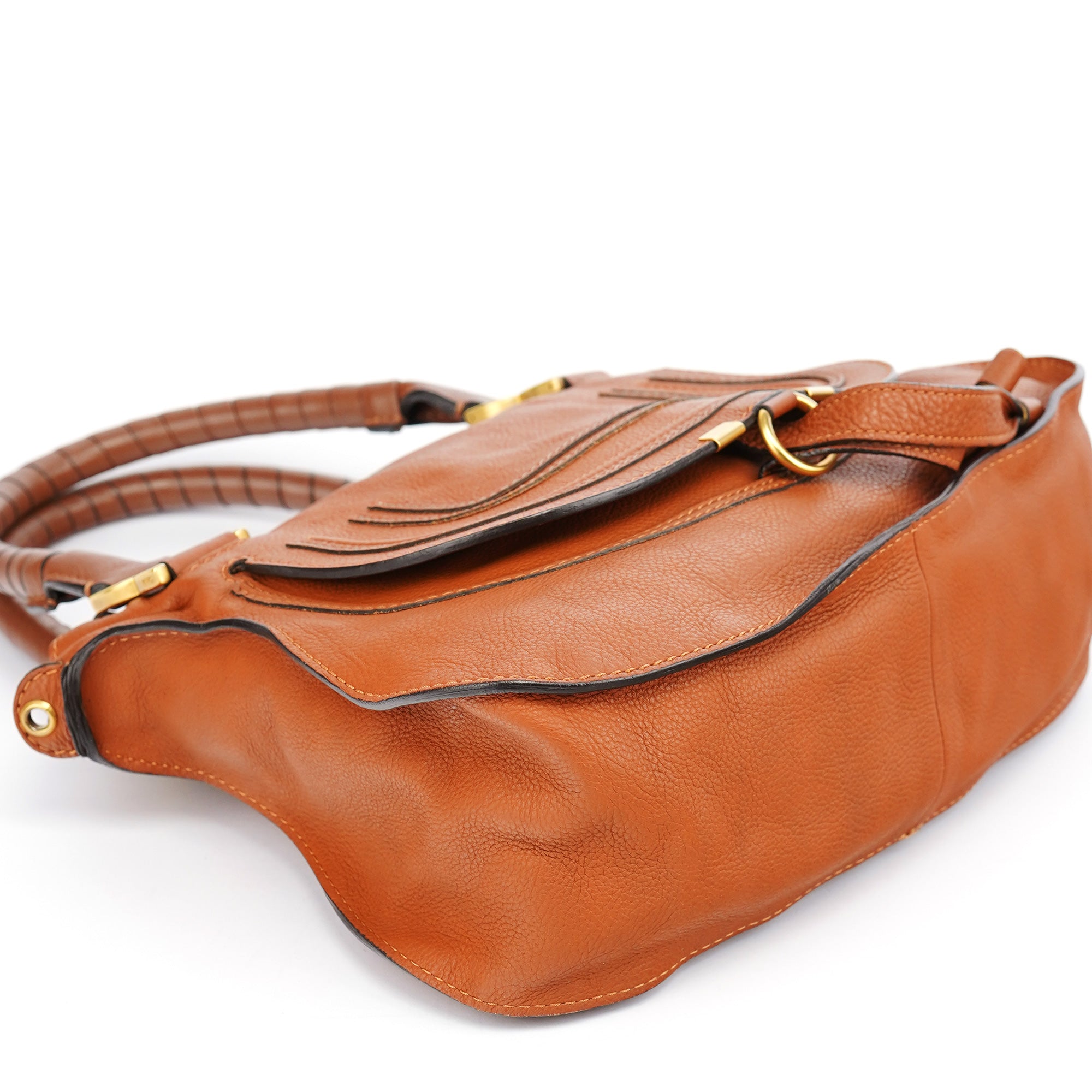 Chloé Sac deux portés Marcie en cuir marron