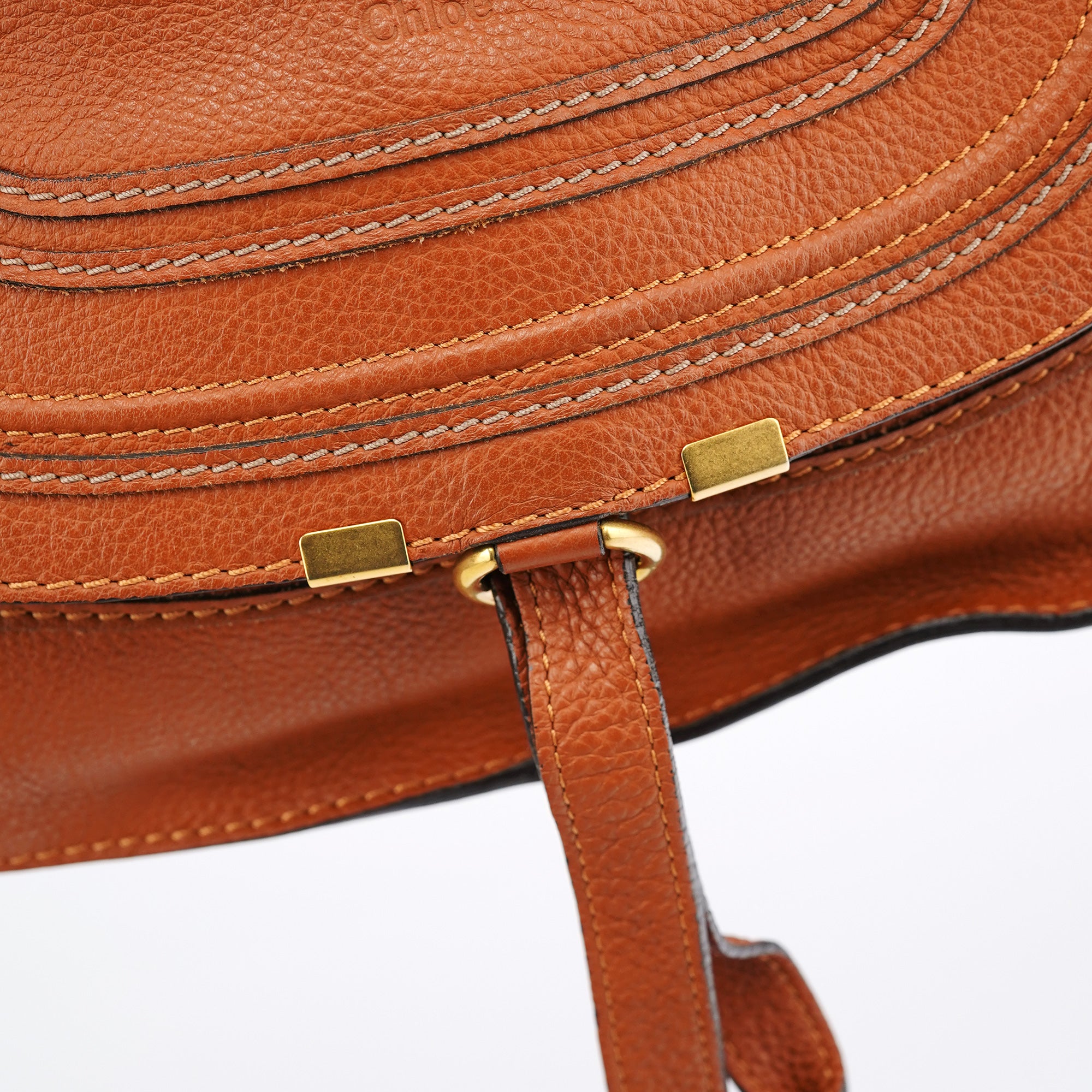 Chloé Sac deux portés Marcie en cuir marron