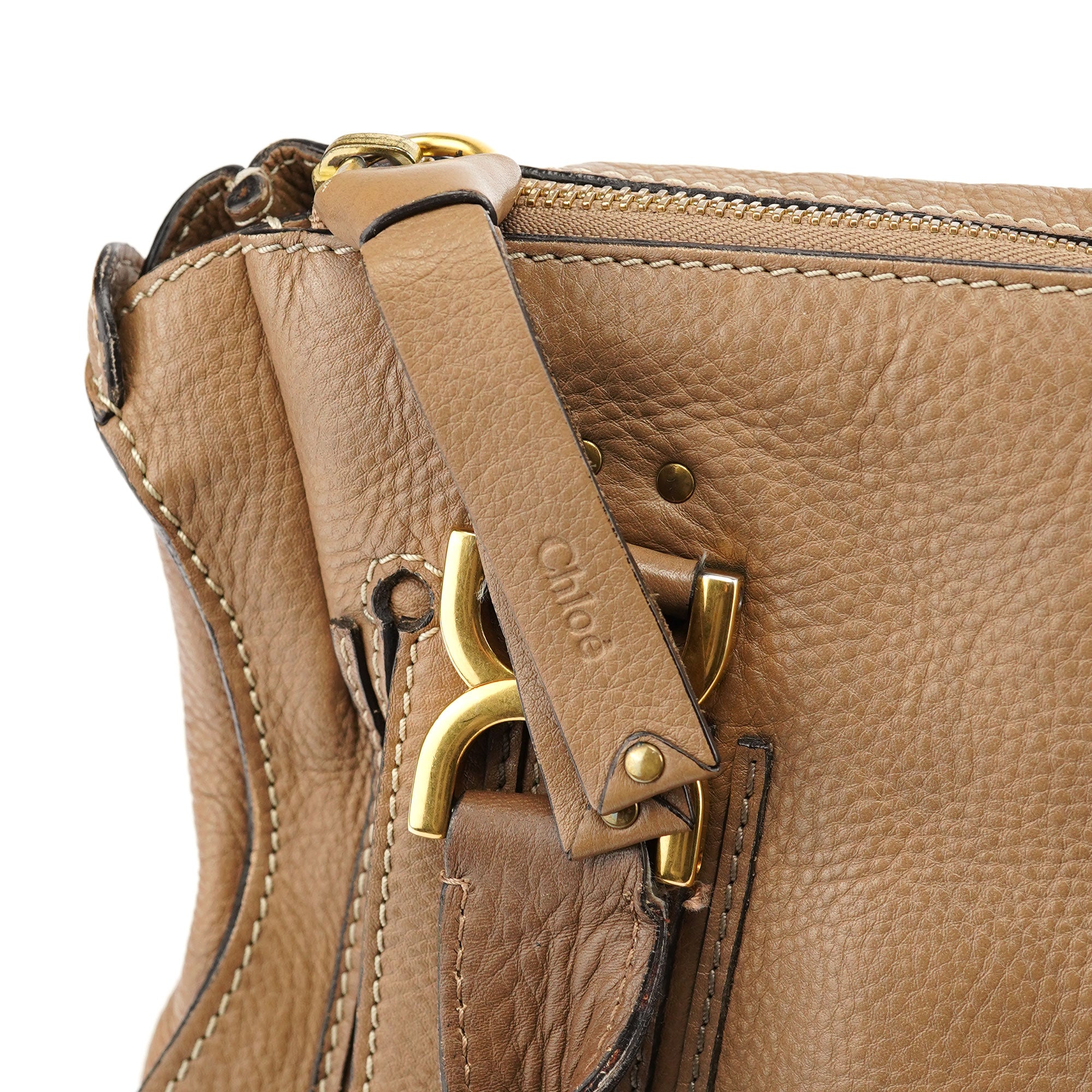 Chloé Sac à main Marcie en cuir marron