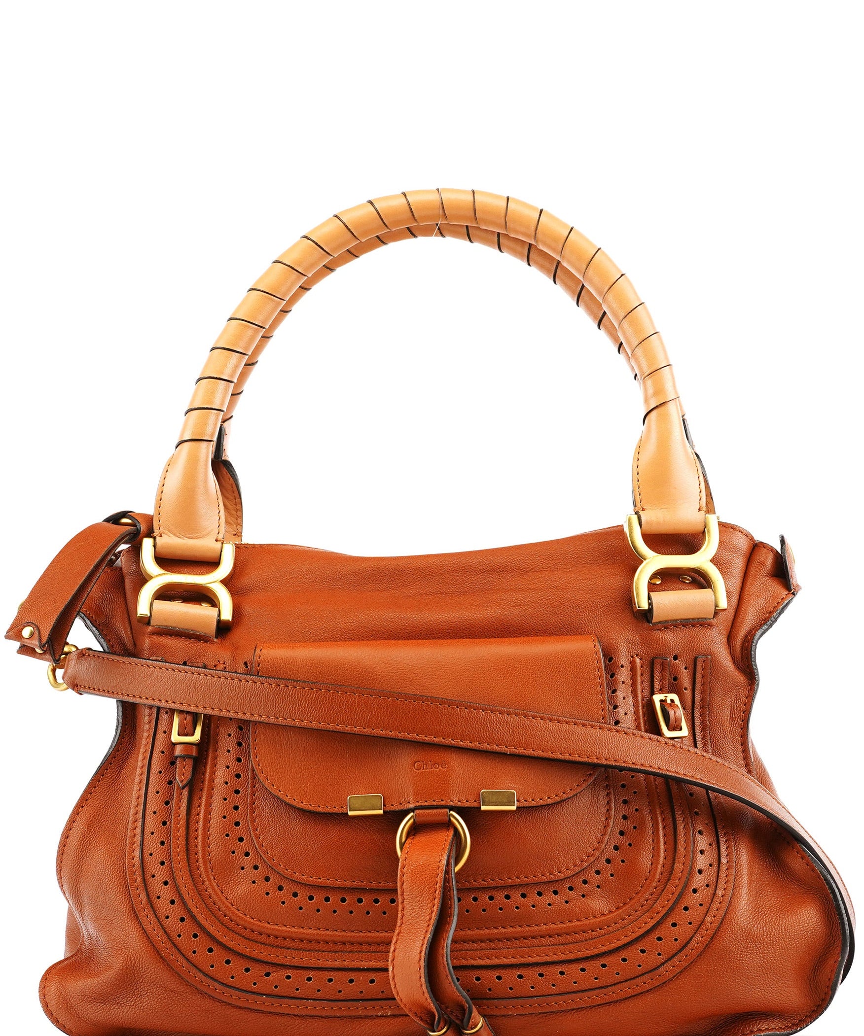 Chloe Brown Leather Marcie Pocket 2-Way Bag
