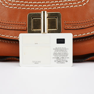 Chloe Brown Leather Marcie Turnlock 2-Way Bag