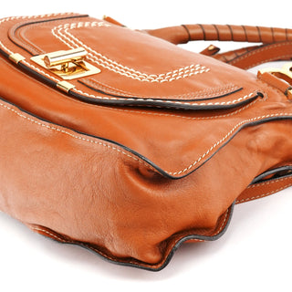 Chloe Brown Leather Marcie Turnlock 2-Way Bag