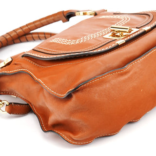 Chloe Brown Leather Marcie Turnlock 2-Way Bag