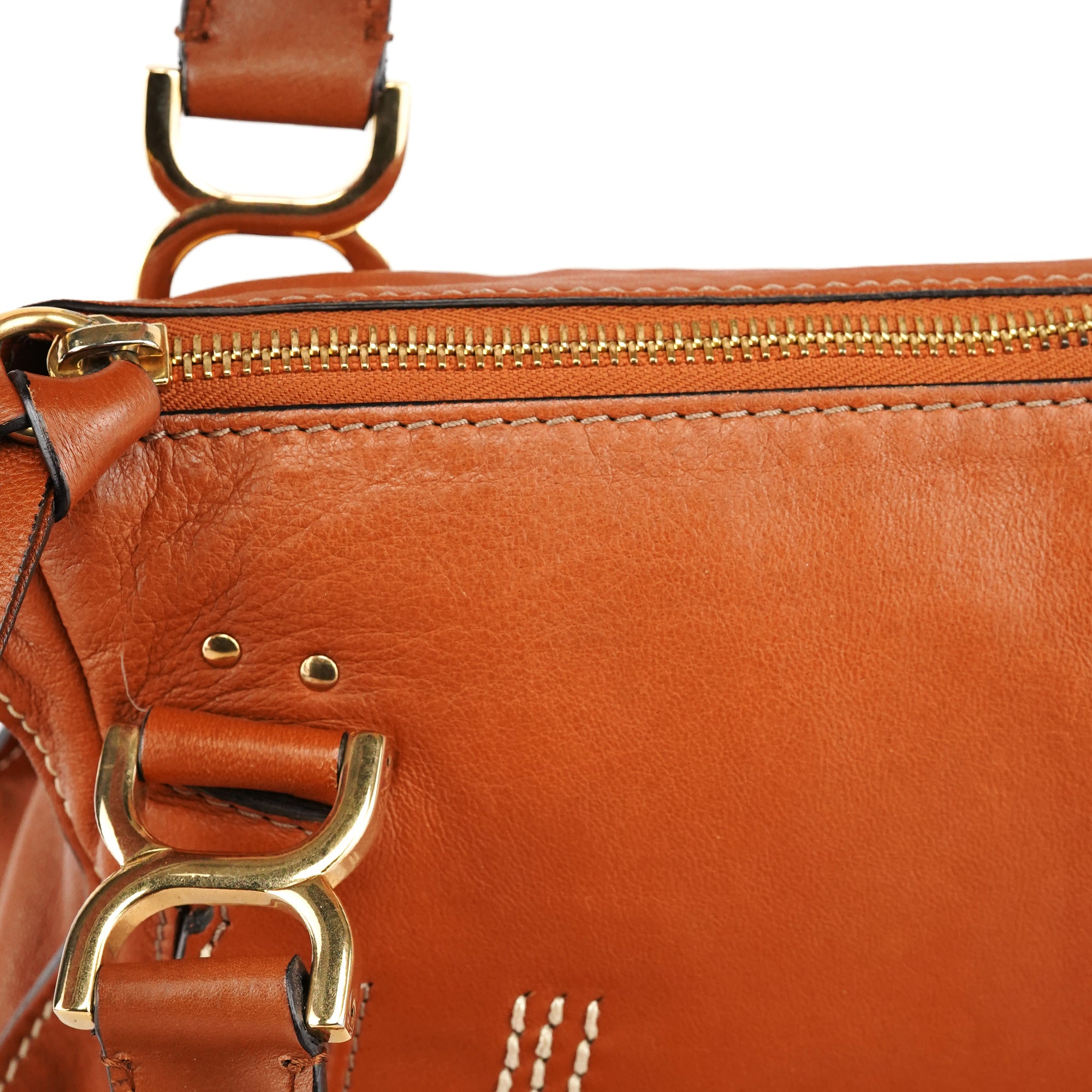 Chloé Sac deux portés Marcie Turnlock en cuir marron