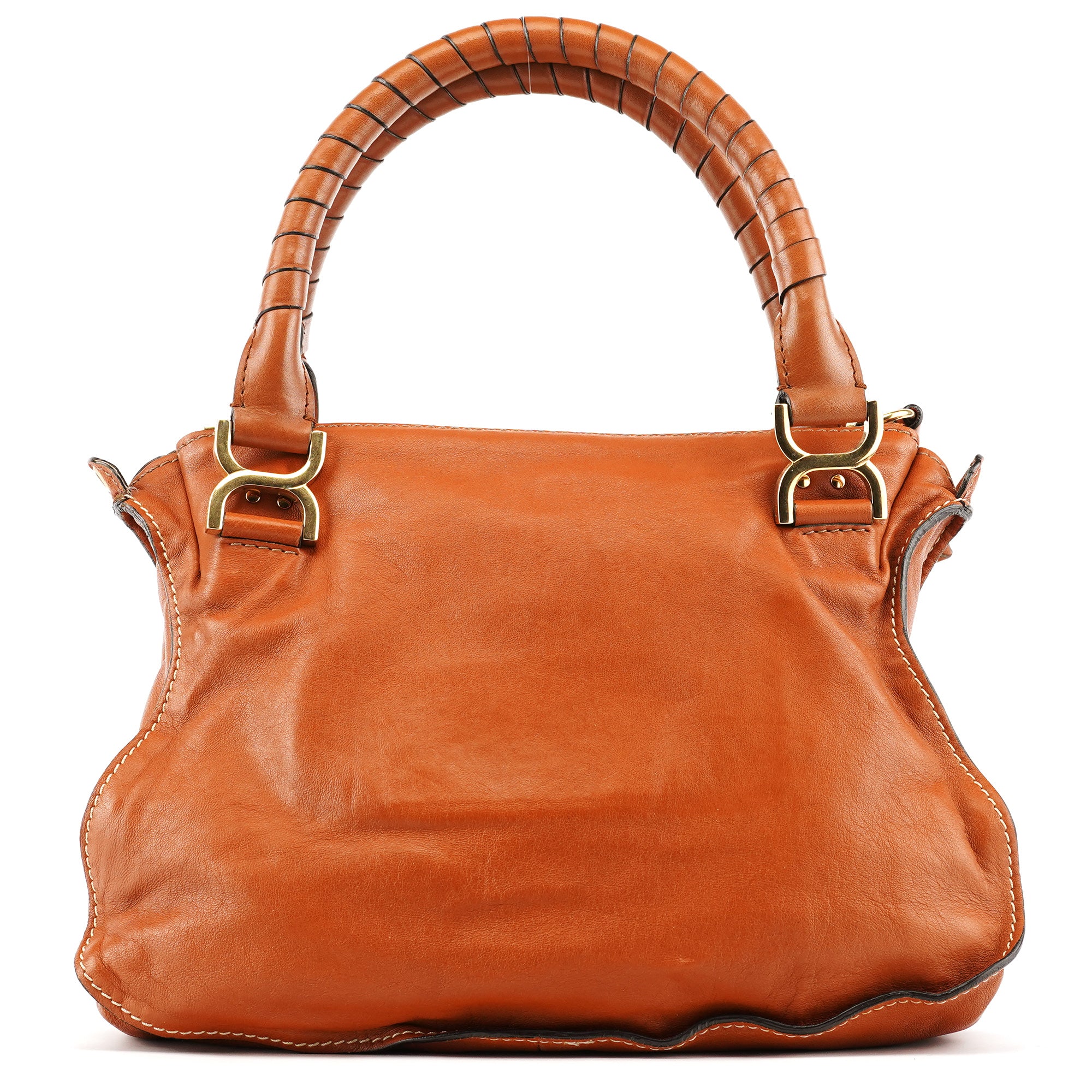 Chloé Sac deux portés Marcie Turnlock en cuir marron