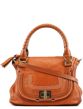 Chloe Brown Leather Marcie Turnlock 2-Way Bag