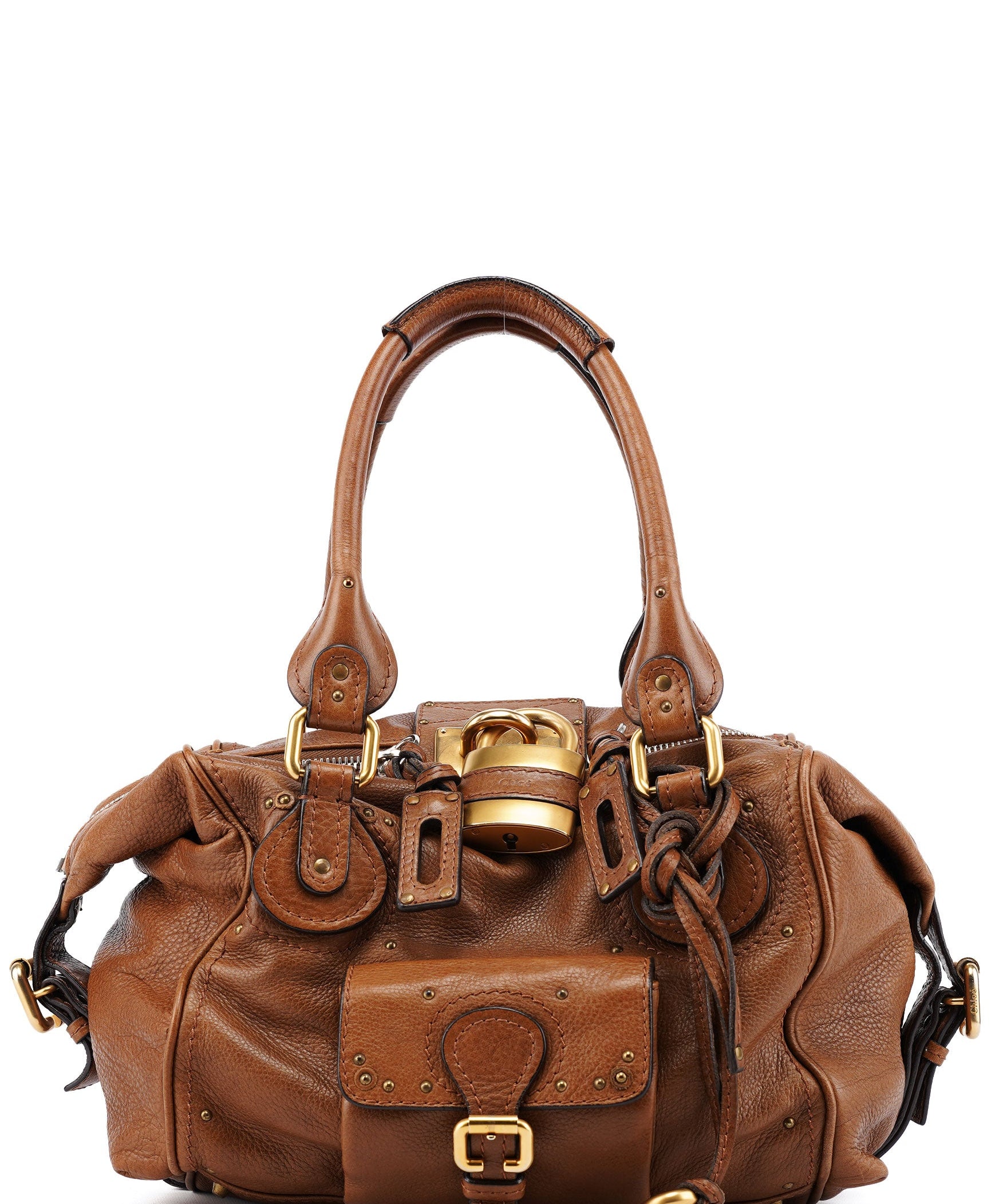 Chloé Brown Leather Paddington Padlock Shoulder Bag