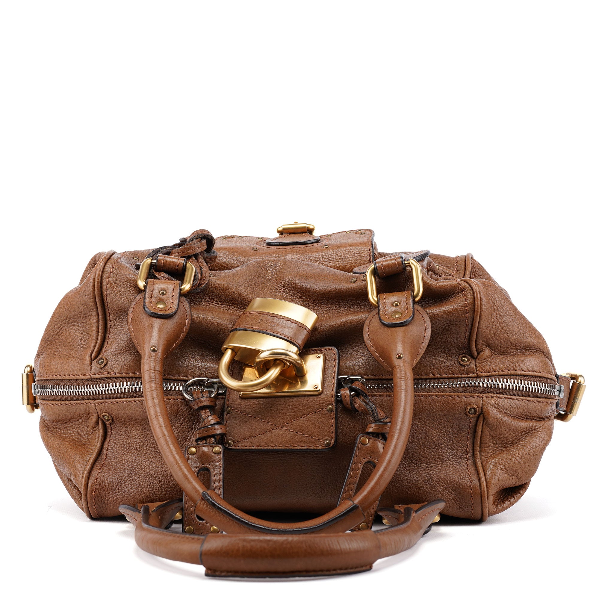 Chloé Brown Leather Paddington Padlock Shoulder Bag