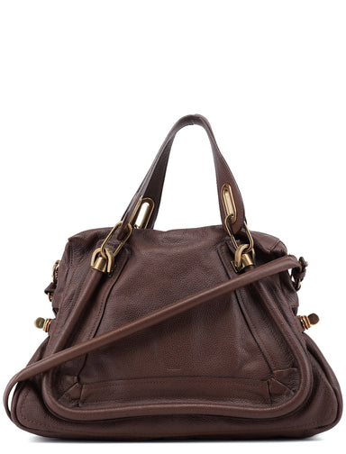 Chloé Brown Leather Paraty 2-Way Shoulder Bag