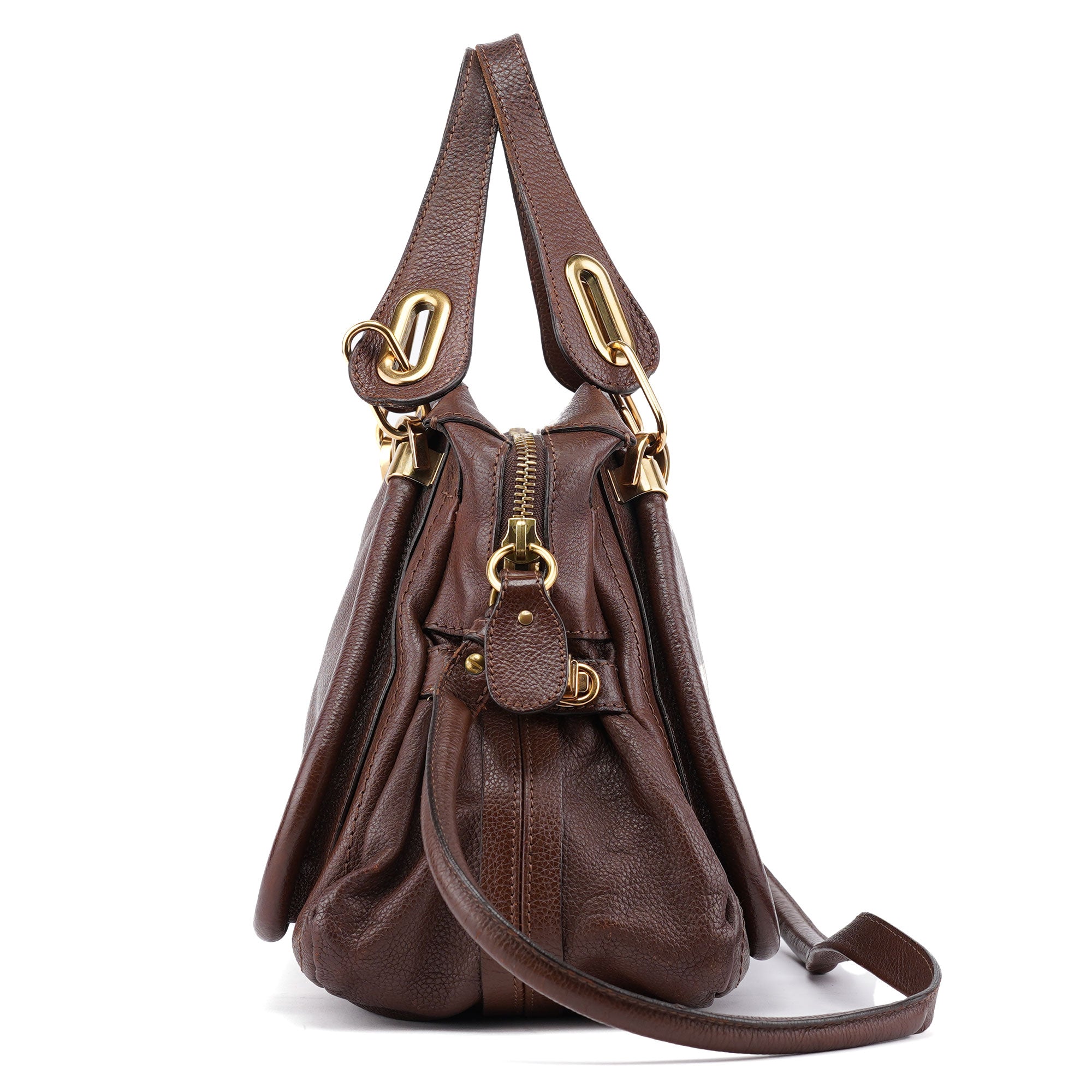 Chloé Brown Leather Paraty 2-Way Shoulder Bag