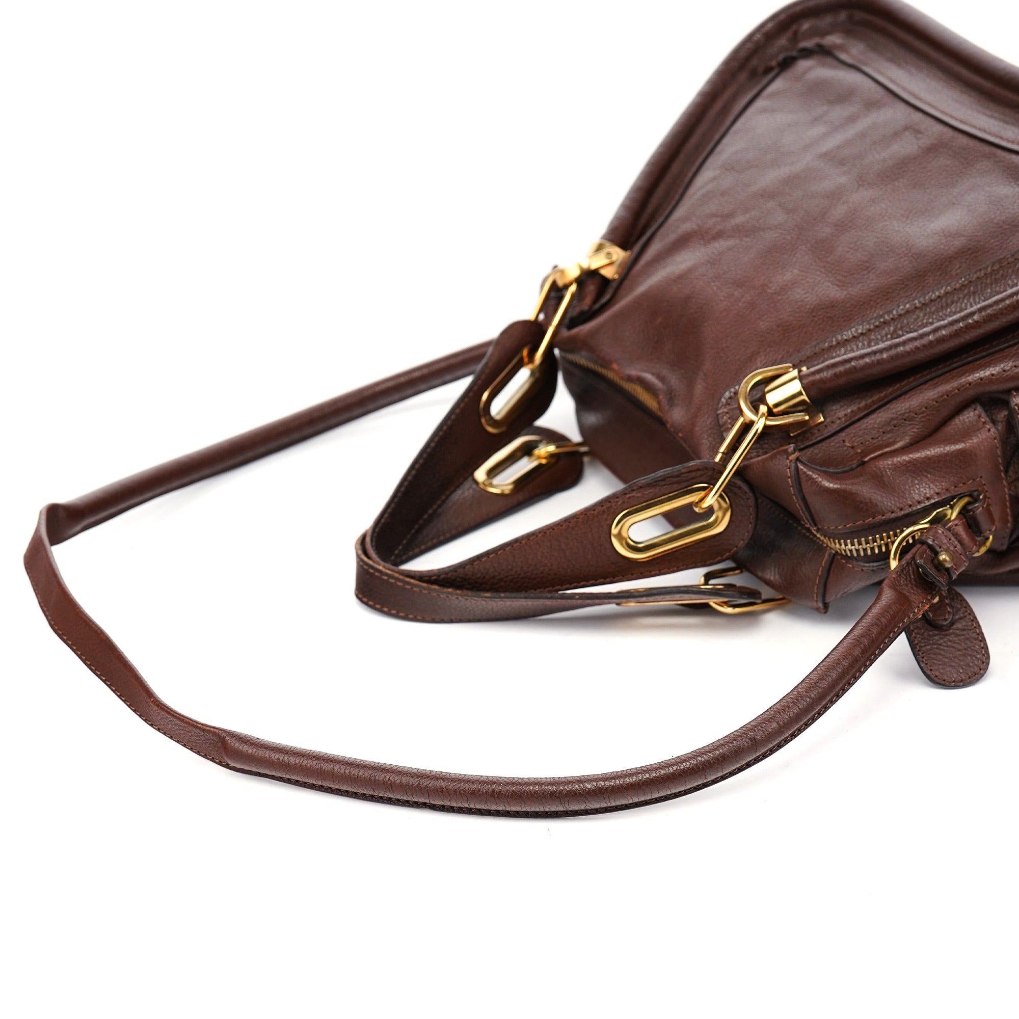 Chloé Brown Leather Paraty 2-Way Shoulder Bag