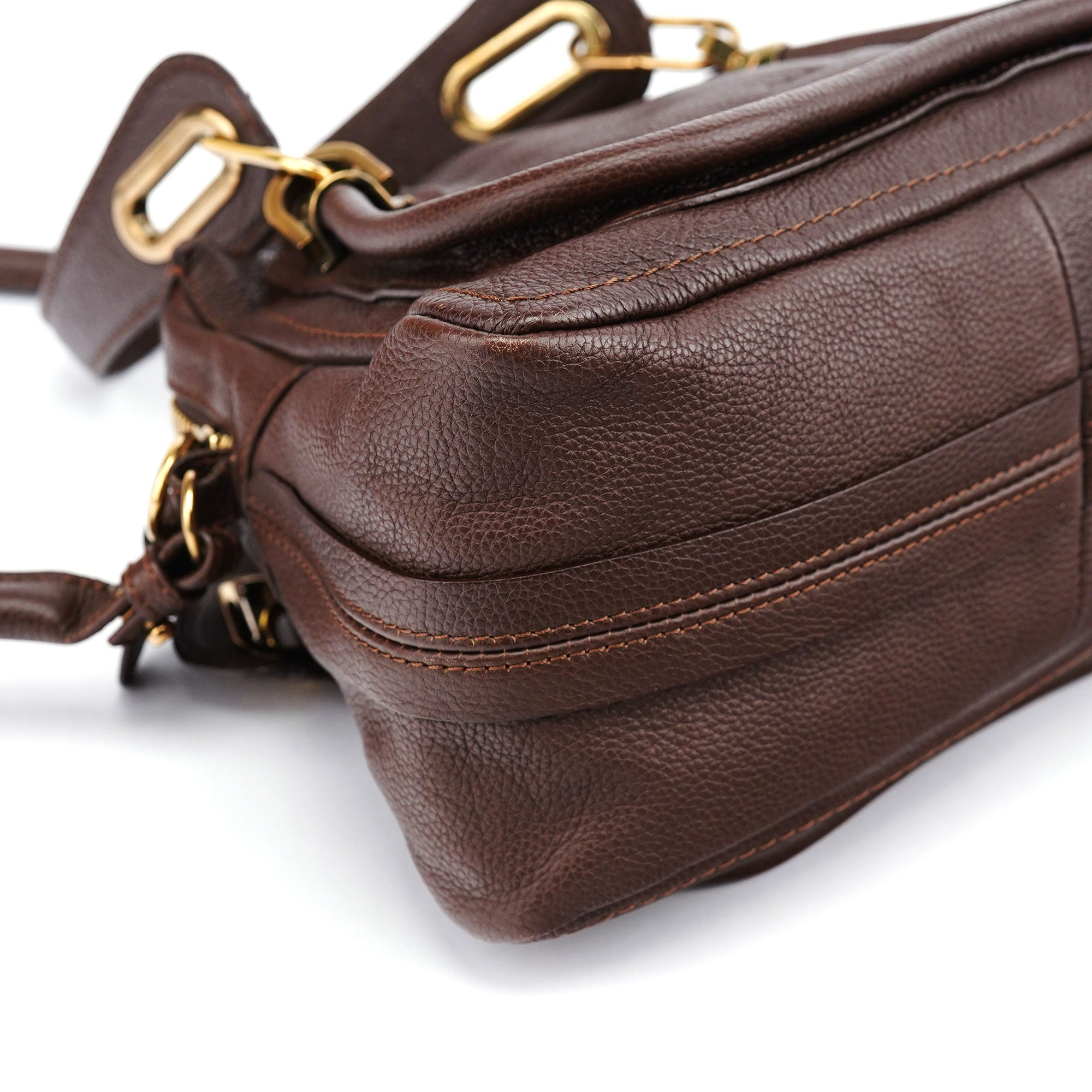 Chloé Sac deux portés Paraty en cuir marron