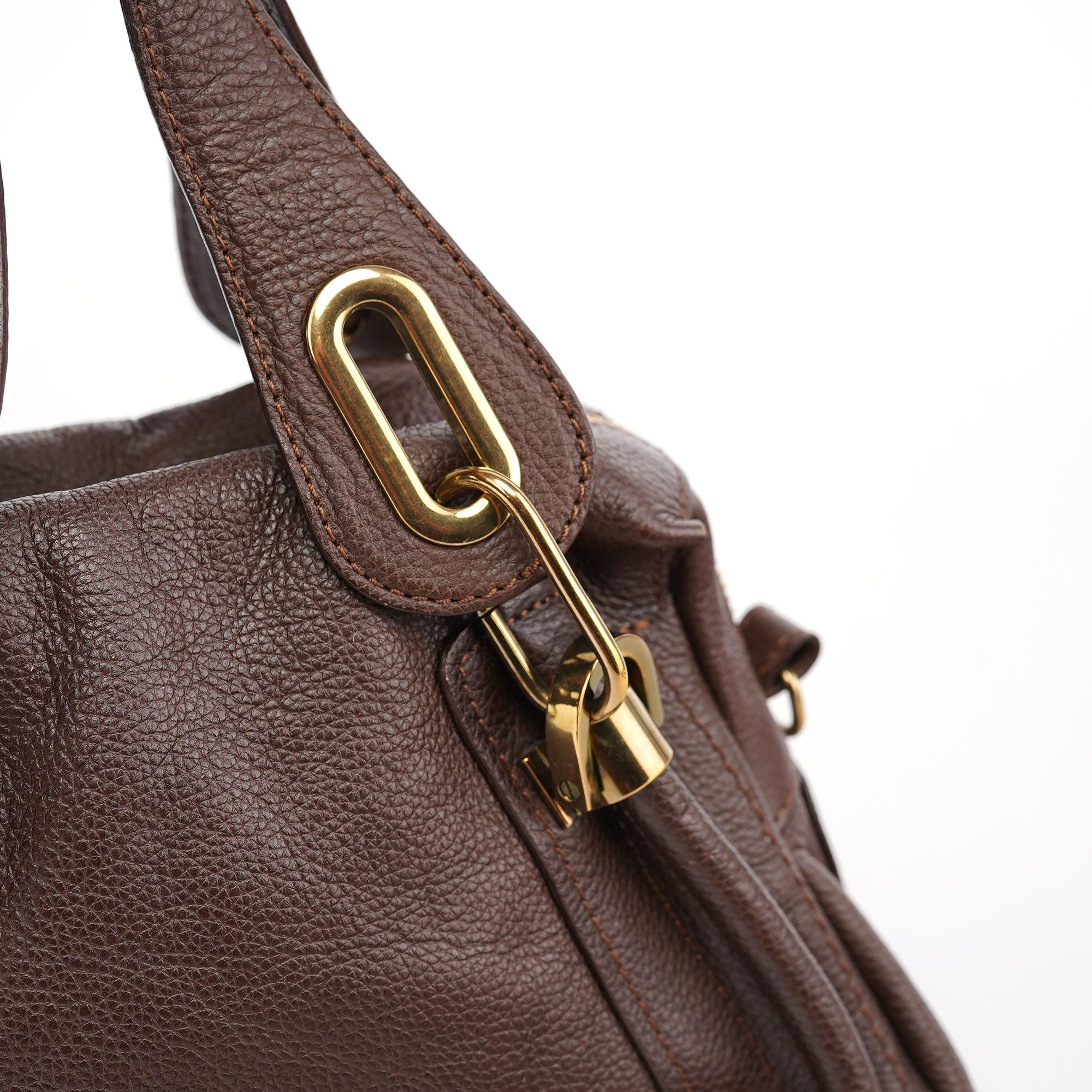 Chloé Brown Leather Paraty Tote Bag