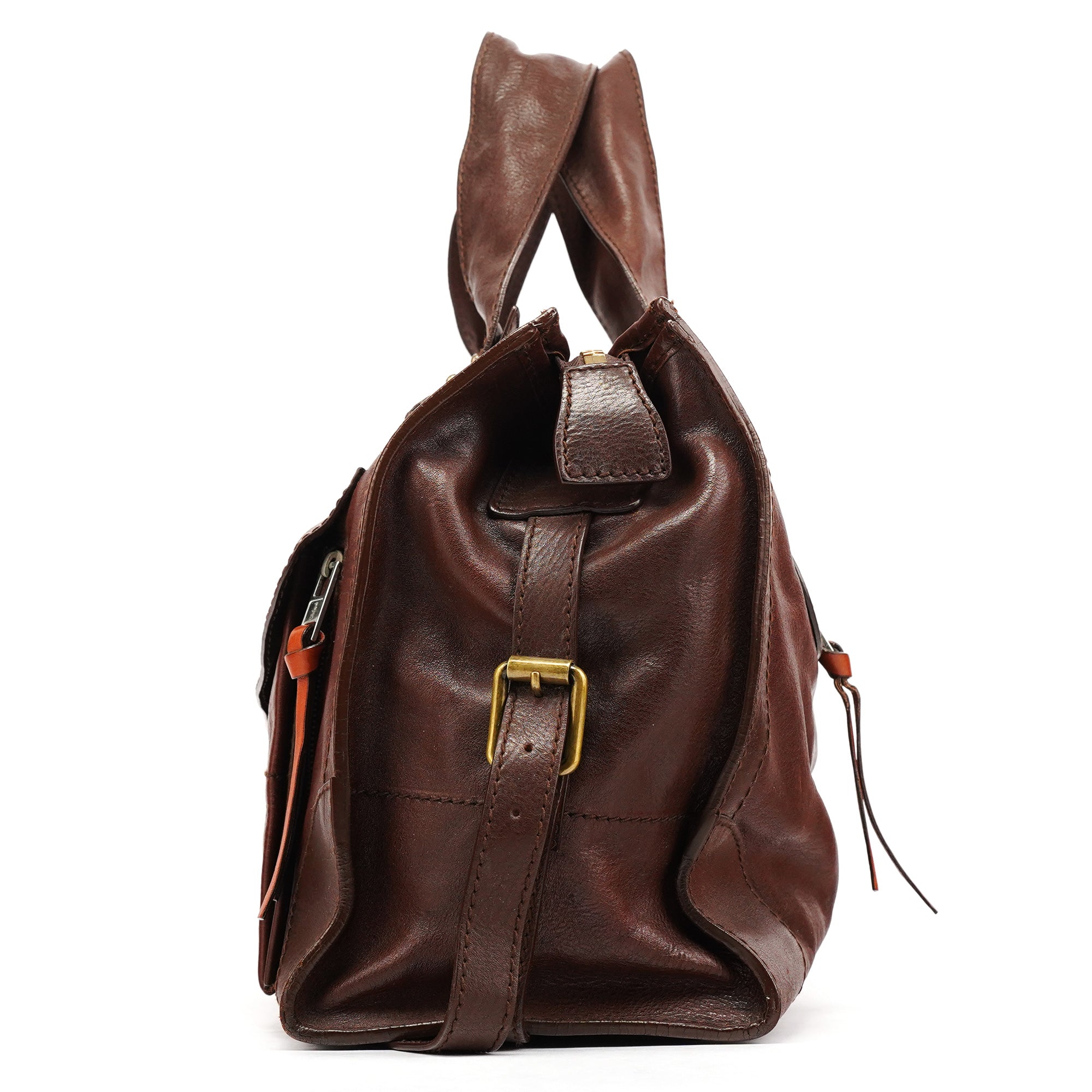 Chloe Brown Leather Pocket Tote Bag