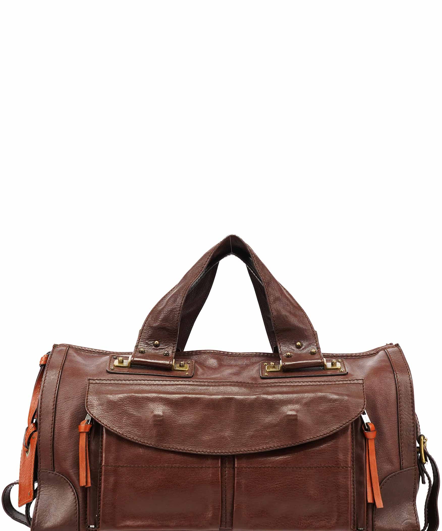 Chloe Brown Leather Pocket Tote Bag