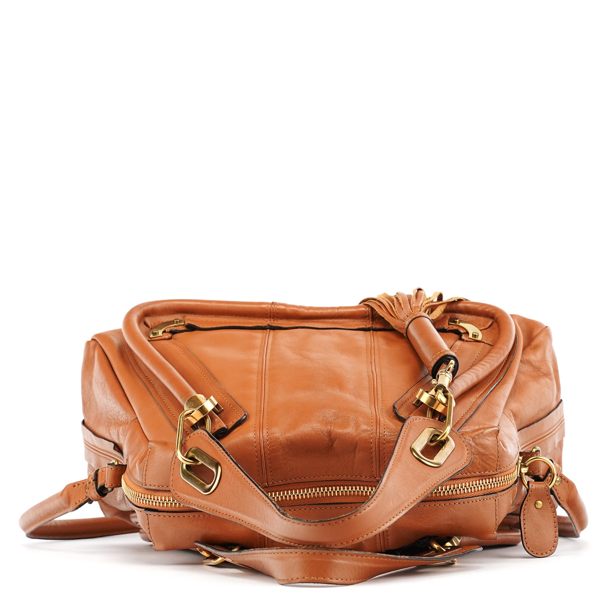 Chloé Paraty 2-Way Tasche aus braunem Leder mit Quaste