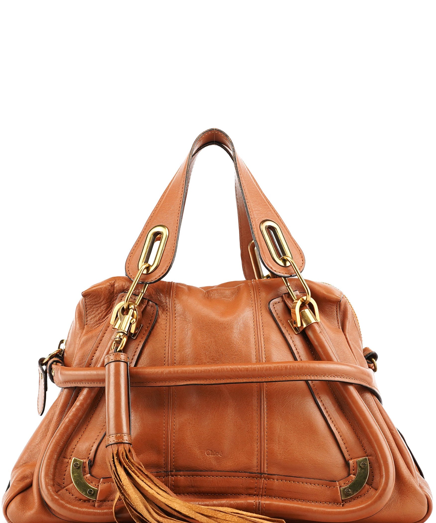 Chloe Brown Leather Tassel Paraty 2-Way Bag